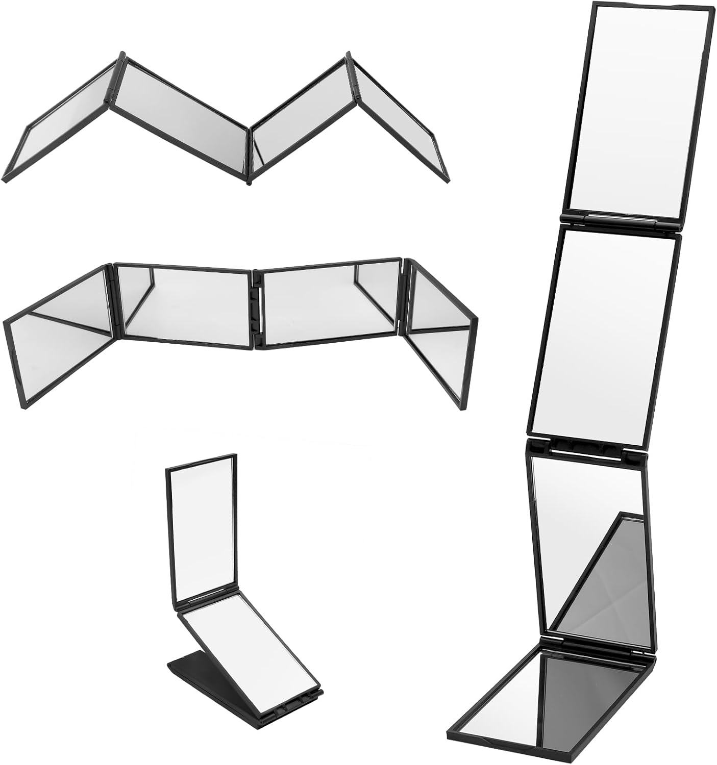 360 Degree Mirror, 4-Way Mirror, Cosmetic Mirror, Small Travel Mirror, Folding Hand Mirror, High Resolution, Deformation-Free Pocket Mirror, for Make-Up, Hair Self Cutting image number 1