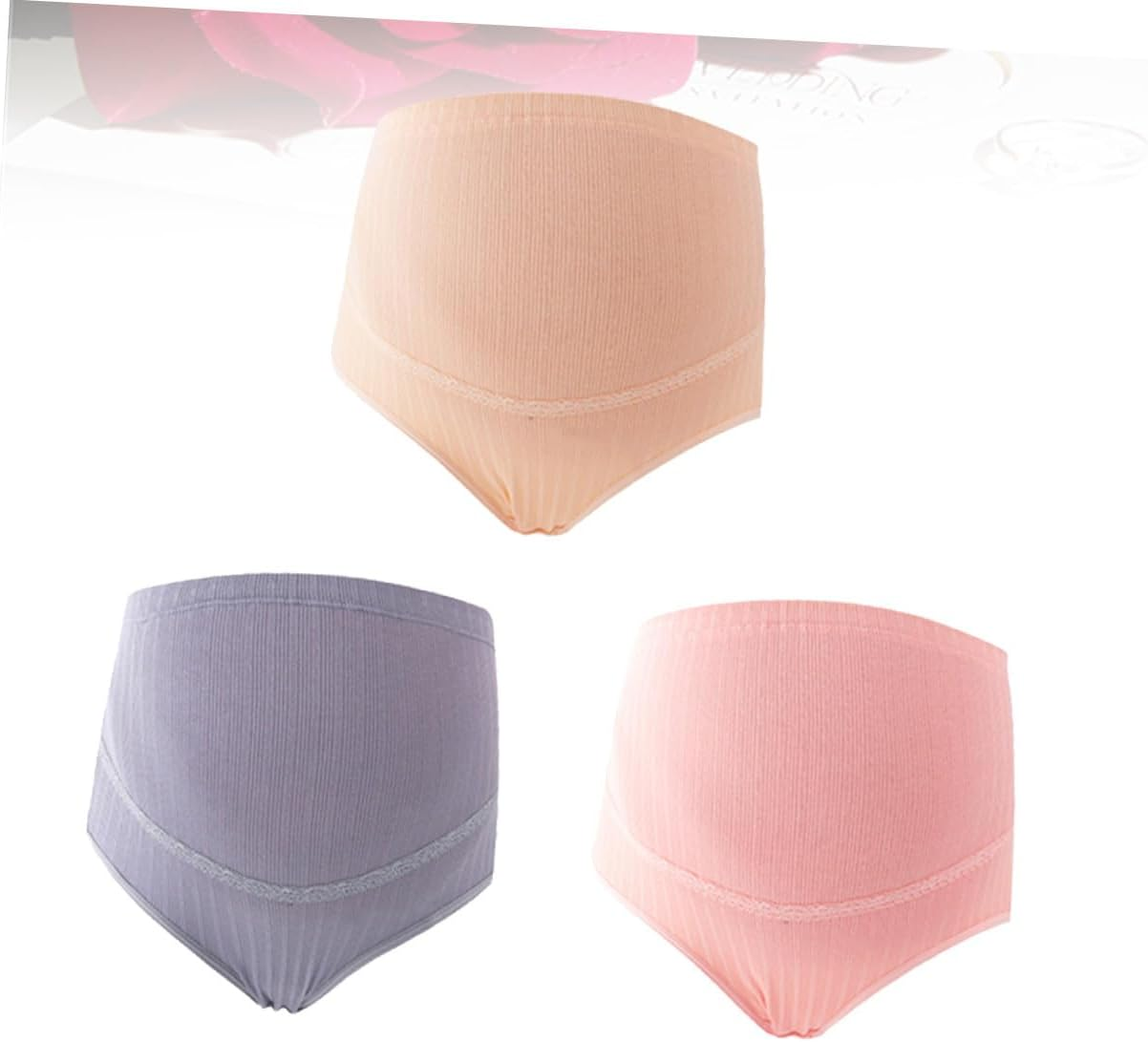 3Pcs Cotton High Waist Maternity Panties with Adjustable Stomach Lift Soft Breathable Nursing Underwear for Pregnant Women Random Color Random Color image number 3