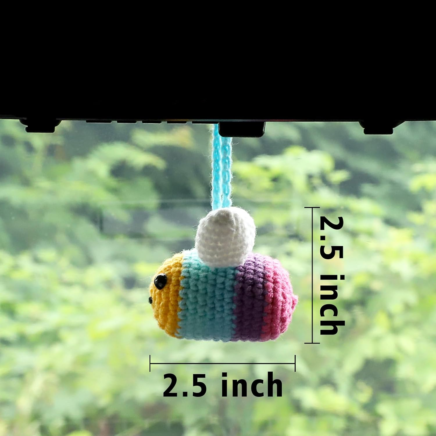 Cute Car Mirror Hanging Accessories - Decorative Rearview Mirror Accessories for Women and Girls, Crochet Animal Car Accessories image number 5