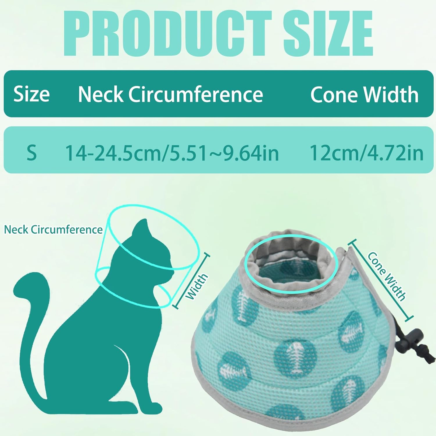 Cat Collar Soft Adjustable Cat Collar Protect Neck after Surgery Stop Licking Medium