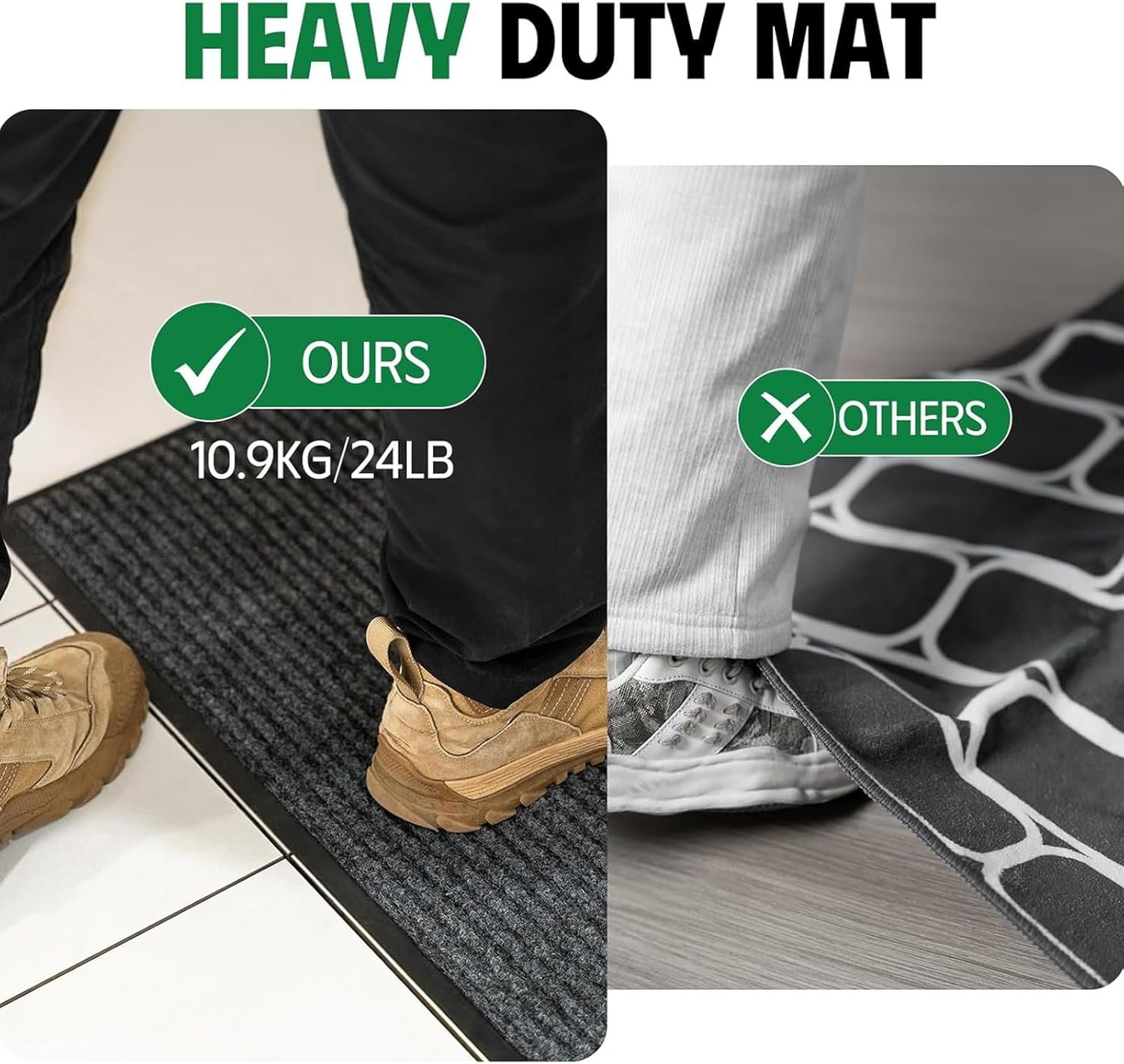 Door Mat 1 X 3M, Doormat Indoor Non-Slip Dirt Trapper, Absorbent inside Entrance Rug, Washable Low Profile Front Mats for Entryway, Muddy Shoes and Paws,Grey image number 3