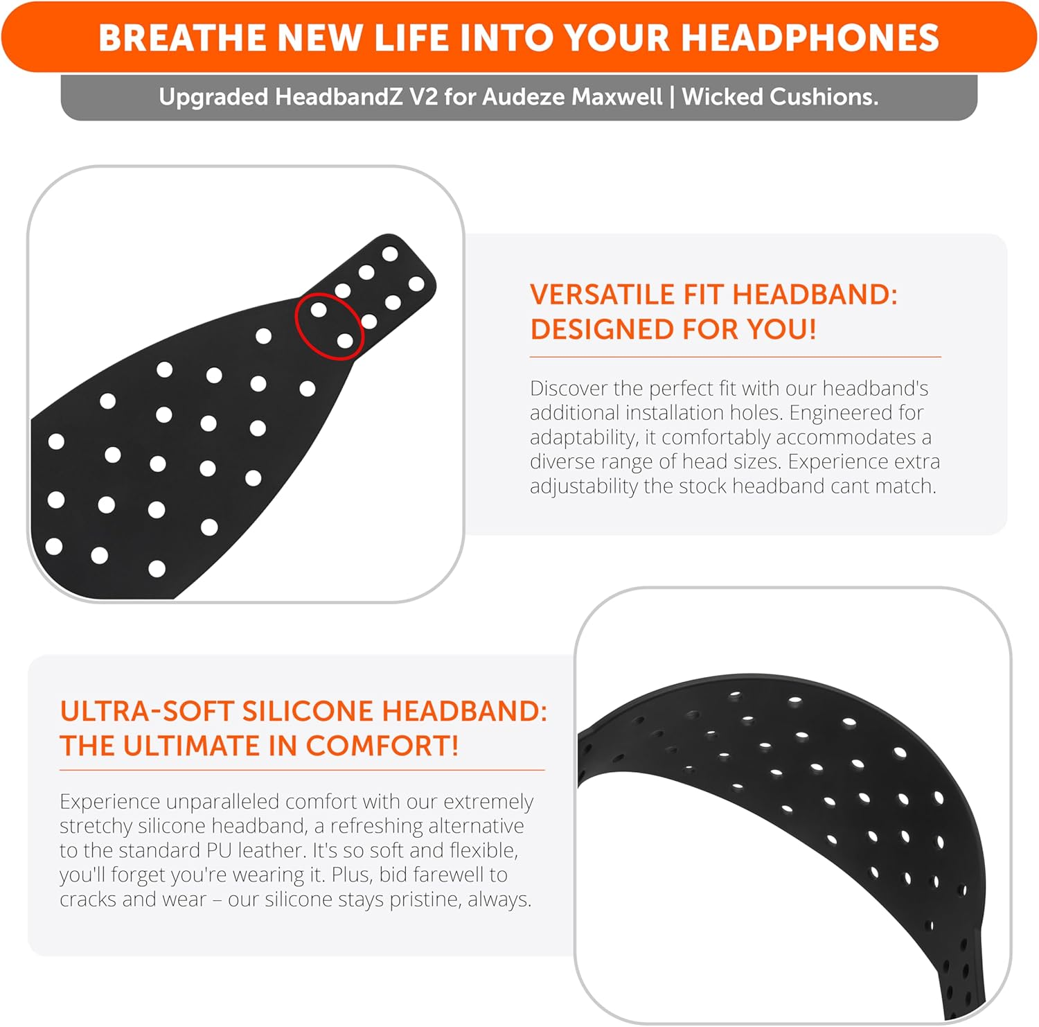 WC Headbandz Maxwell V2 &ndash; Upgraded Silicone Headband Replacement Compatible with Audeze Maxwell 1 and 2 for Xbox & PS5 by Wicked Cushions | Wider Weight-Distributing Design | Black - Emerald Tide image number 7