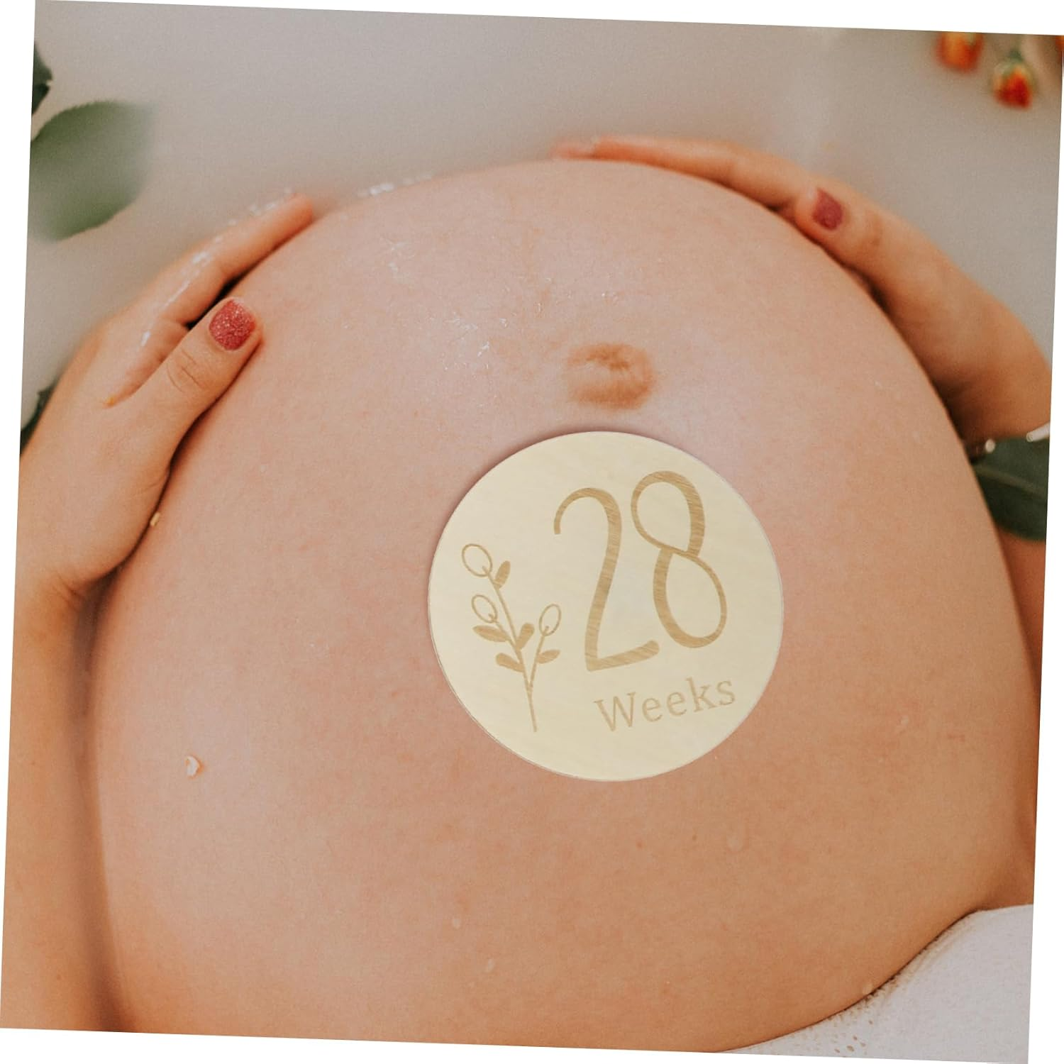 11Pcs Wooden Pregnancy Weekly Milestone Markers Growth Tracker Cards Photo Props for Pregnant Journey image number 5