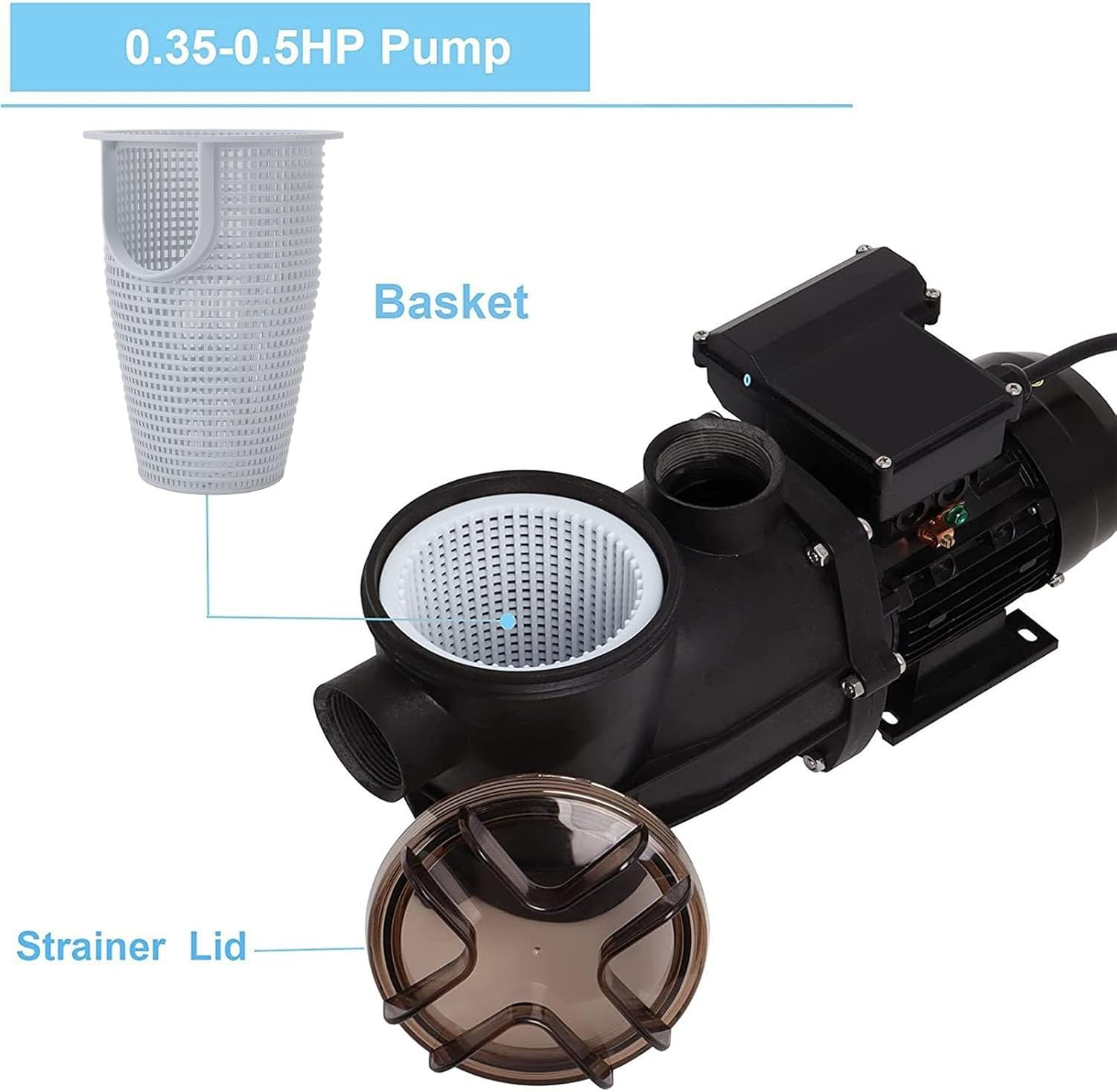Pool Pump Strainer Basket ABS Centrifugal Filter Replacement 3HP 4HP 2400GPH Clean Swim Easy Install Ground Pool