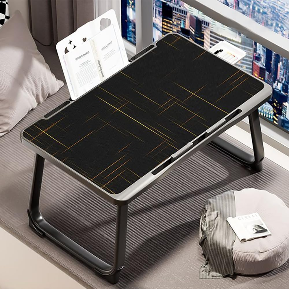 Hbluefat Laptop Desk Tray Table, Foldable Portable Lap Desk Notebook Stand Reading Holder with Storage Drawer and Cup Holder for Writing Reding Eating Breakfast on Bed/Couch/Sofa (Silver Gray)