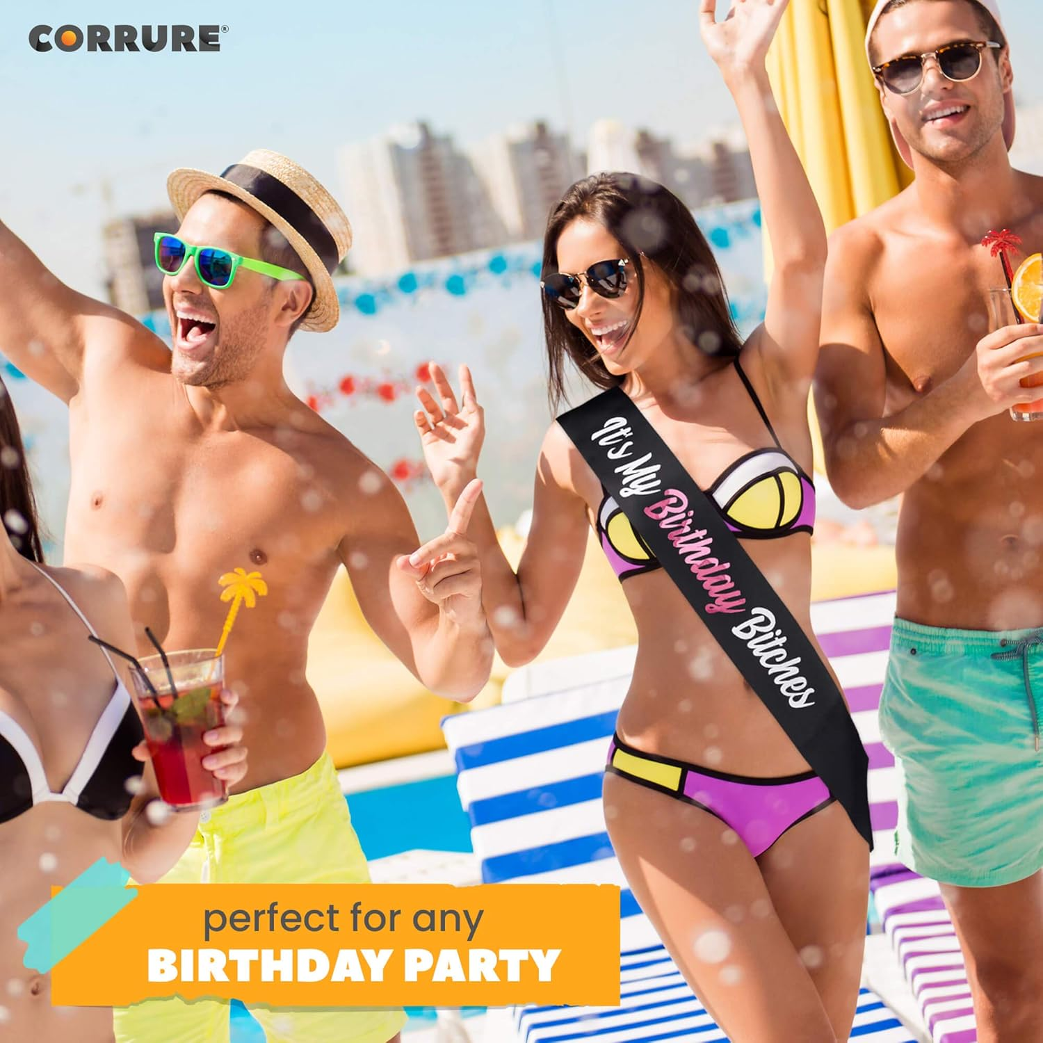 CORRURE 'It'S My Birthday Bitches' Birthday Sash with Pink Foil - Soft Black Satin Sash for Women and Men - Happy Birthday Sash for Girls, Sweet 16, 18Th 21St 25Th 30Th 40Th 50Th or Any Other Bday image number 4