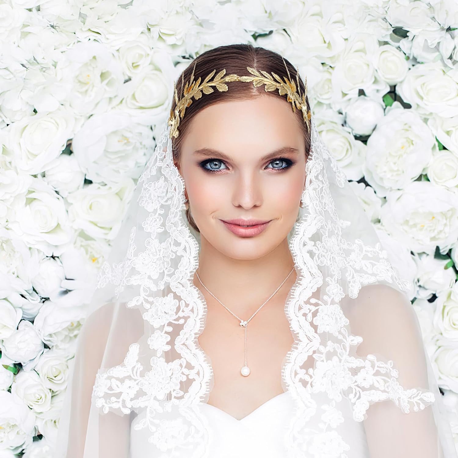 PACKOVE Golden Leaf Headband Golden Bridal Headband Goddess Headband Goddess Headpiece Gold Crown for Women Girls image number 3