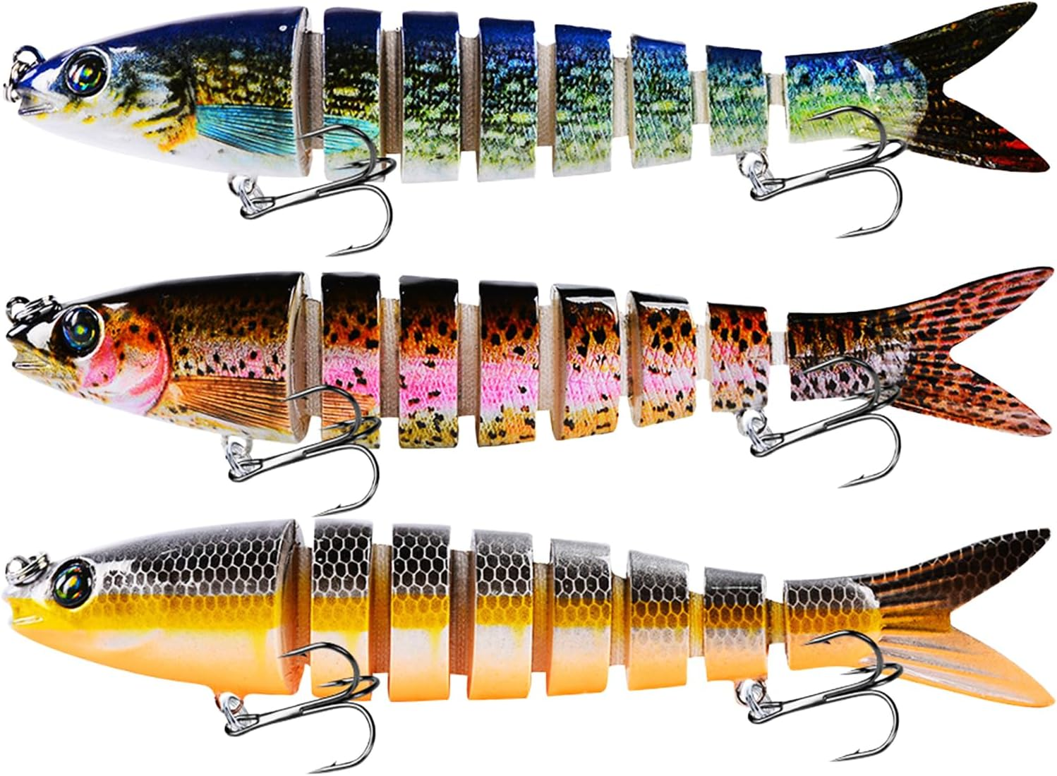Roseflower 8 Segments Multi Jointed Swimbaits, Slow Sinking Fishing Lures for Freshwater & Saltwater, Ideal Accessories for Fly, Sea Fishing
