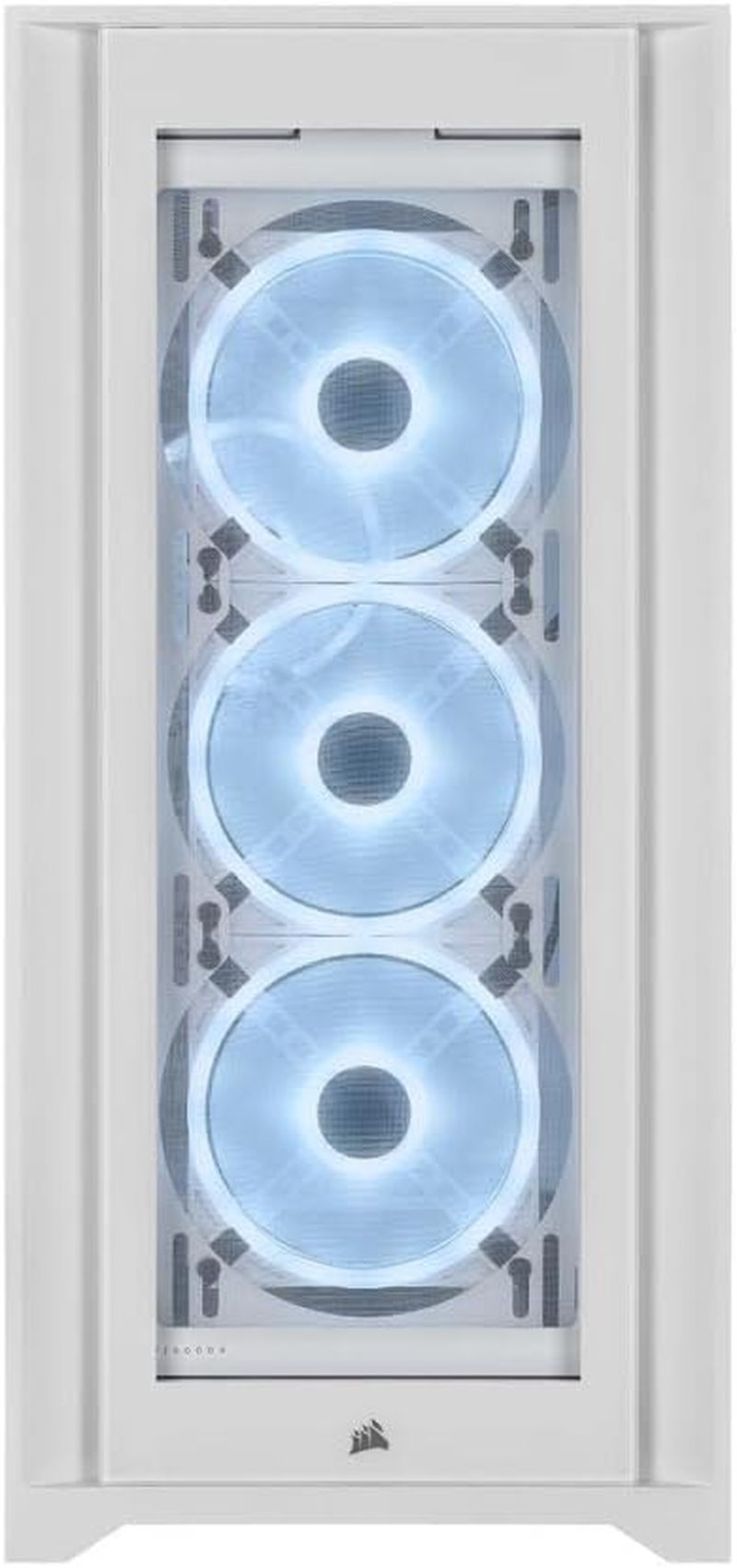 CORSAIR Icue 5000X RGB QL Edition Mid-Tower Case - True White (Four CORSAIR QL120 RGB Fans, Included CORSAIR Icue Lighting Node CORE, Easy Cable Management, 136 Total RGB Leds) White image number 2