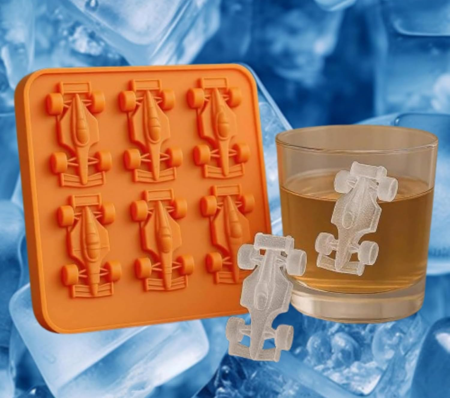 Xiaaofea Formula Racing Car Ice Mold, 6 Cavity 3D Food Grade Silicone Ice Cube Tray, Easy Release Mold for Themed Tumblers, DIY Baking Chocolate Candy Making Tools image number 2