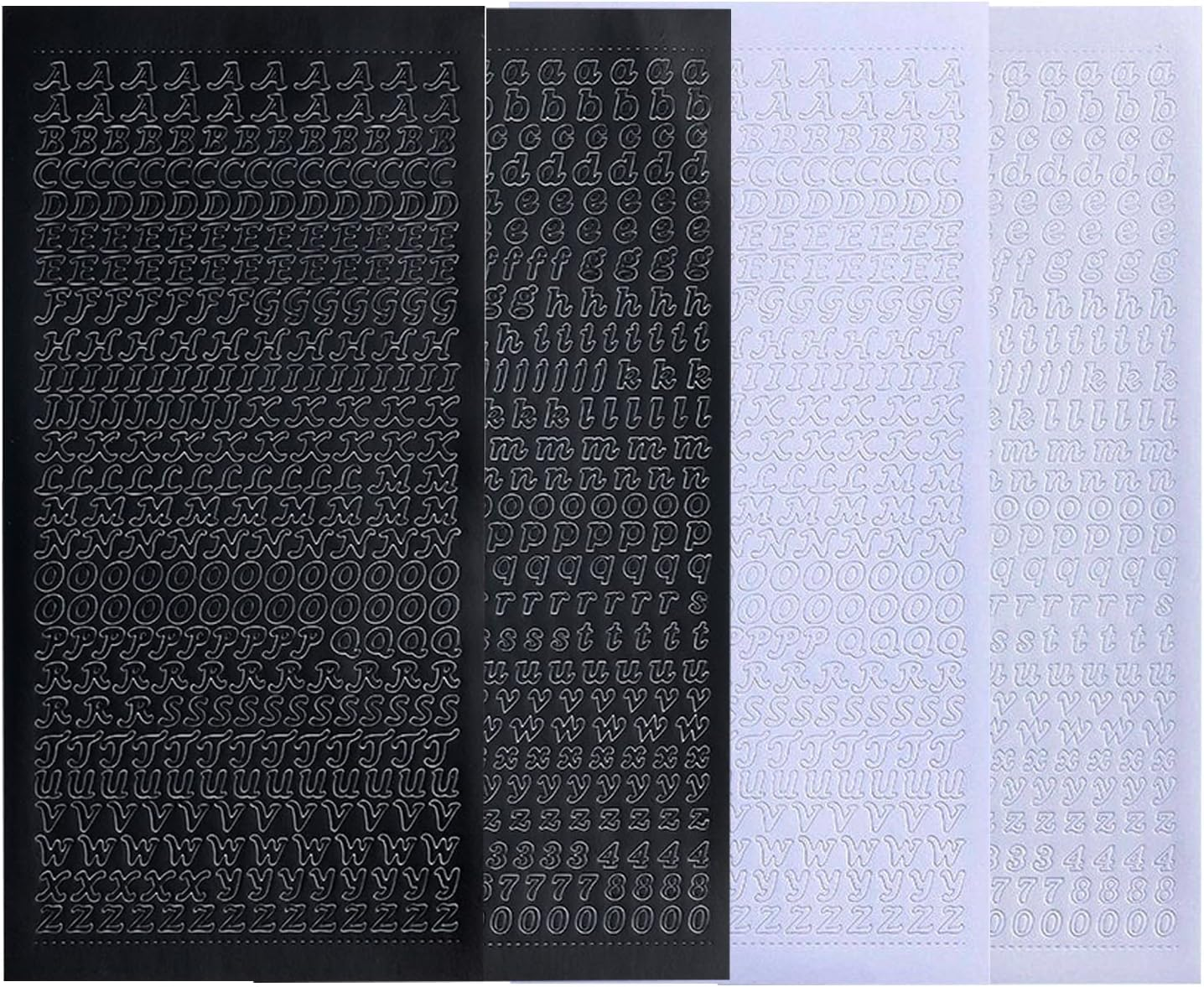 Alphabet Number Letter Stickers, Silver Gold Glitter, Black White, Upper Lower a to Z Letter & 0-9 Number Stickers, PVC Self-Adhesive for Photo Scrapbook Decoration (Silver+Gold)