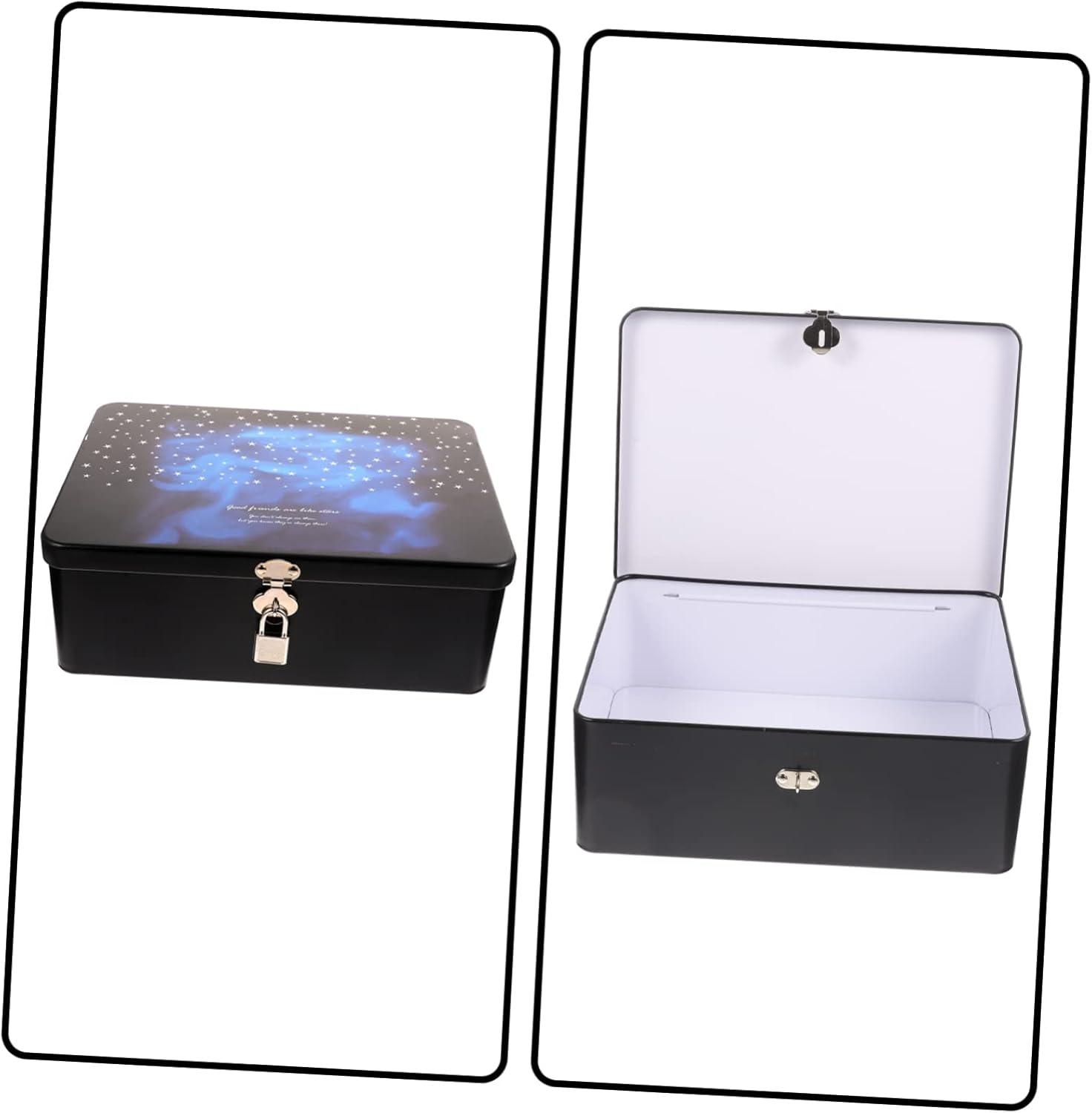 Vintage Large Tinplate Storage Box Lock and Key, Tinplate Container for Desktop Organization, Retro Metal Tin Case Suitable for Secure Storage and Small Items