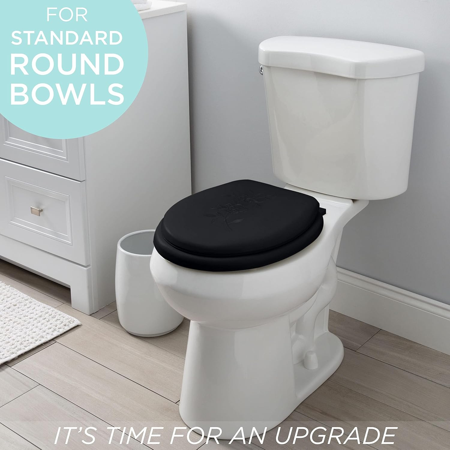 Bath Bliss Extra Soft Standard round Black Toilet Seat Lid - Blue image number 7