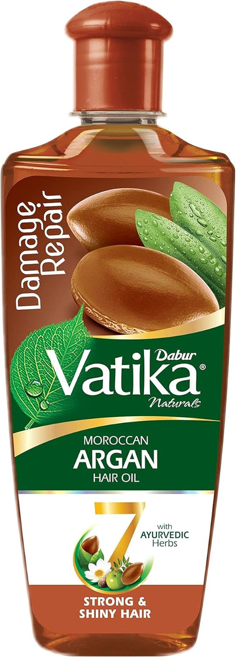Dabur Vatika Naturals Moroccan Argan Hair Oil with 7 Ayurvedic Herbs, Repairs Damage, Provides Strong and Shiny Hair, 300 Ml image number 3