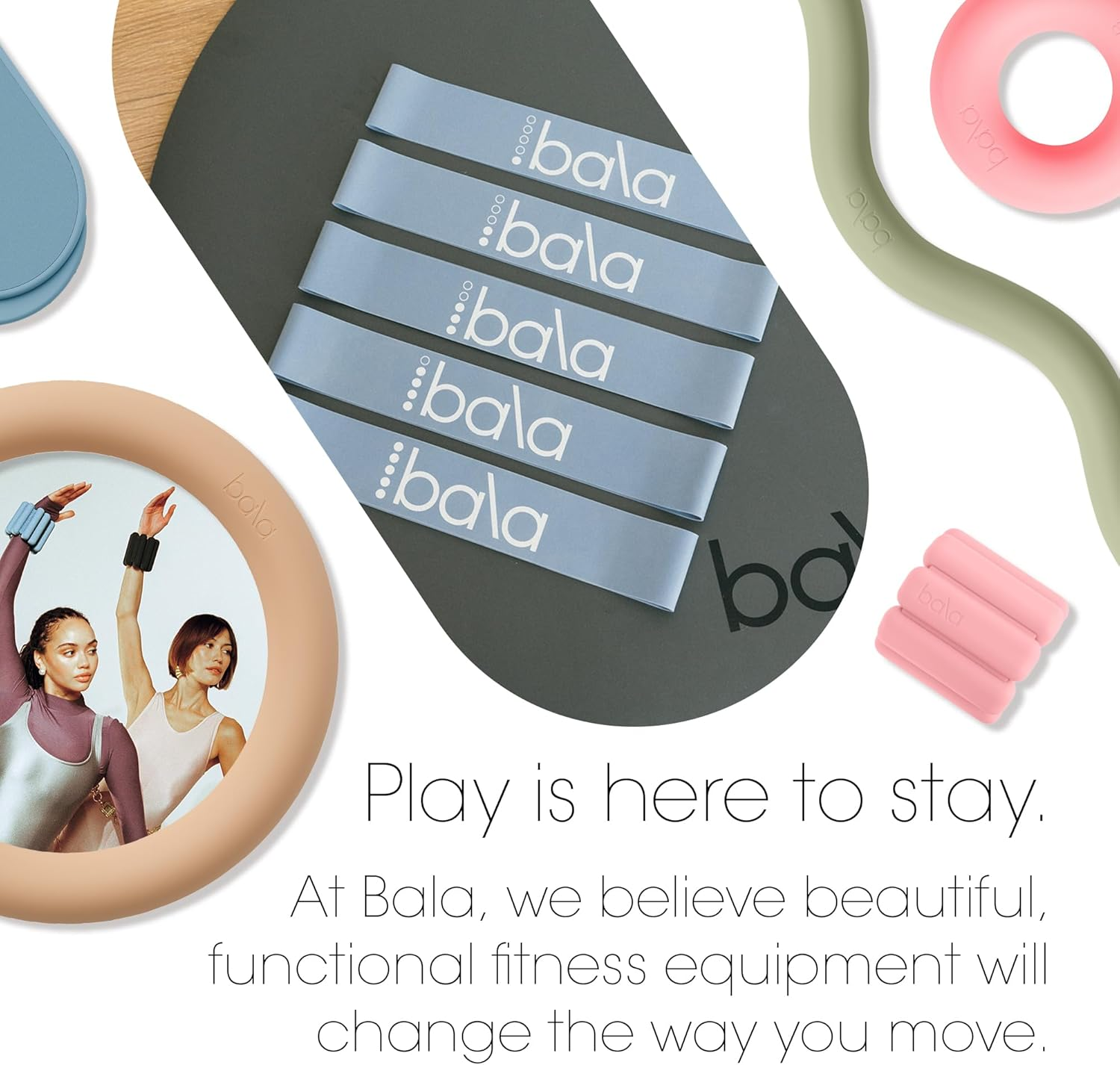 Bala Booty Bands Resistance Bands for Women & Men - Elastic Exercise Bands for Working Out - Wrist, Ankle, Legs & Booty Bands - Workout Resistance Bands for Yoga, Pilates, Strength Training image number 4