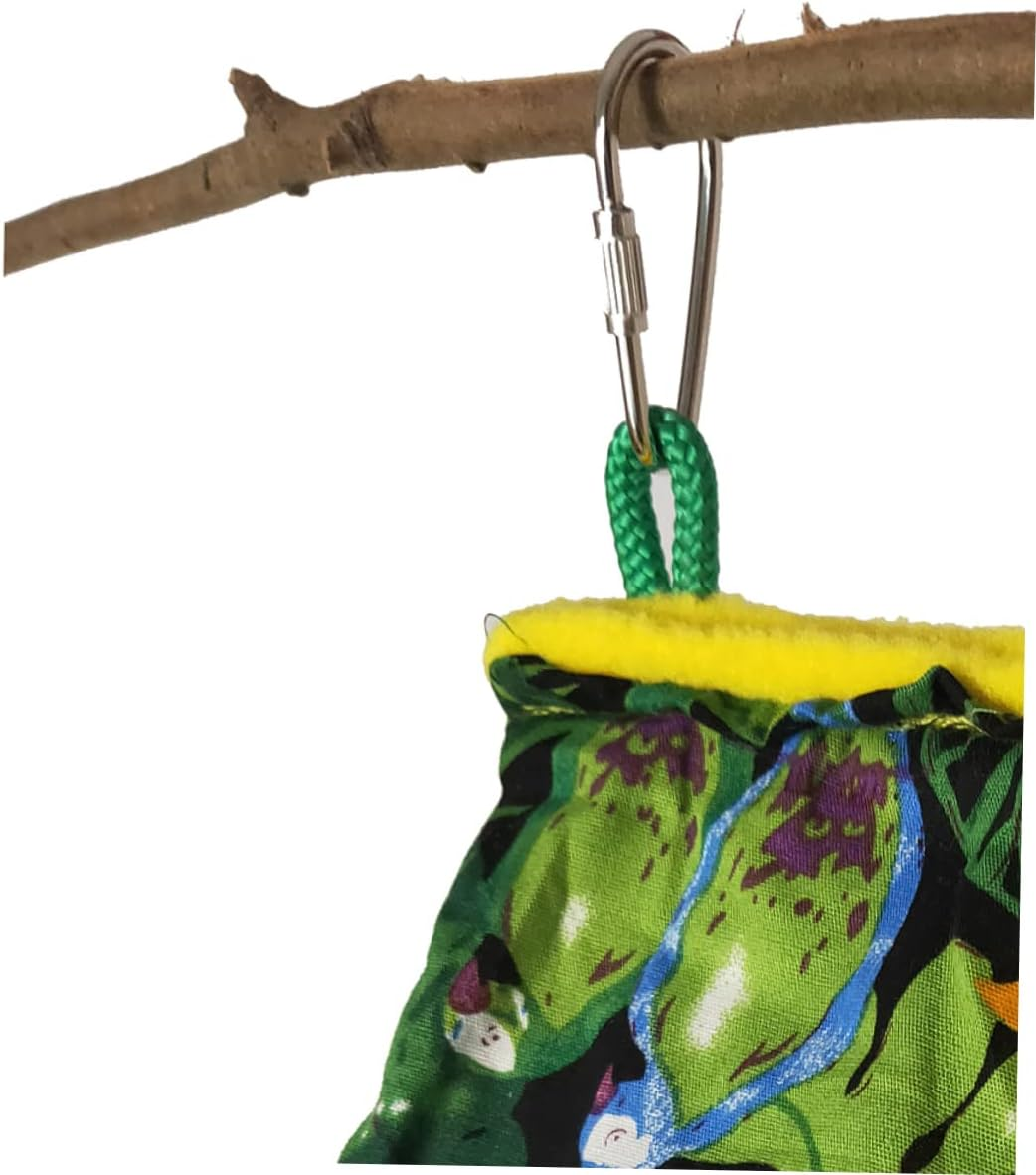 ERINGOGO Nest Hammock XL Tropical Print Parrot Sleeping Bed for Birds Comfortable Hanging for Canaries Larks and More Green