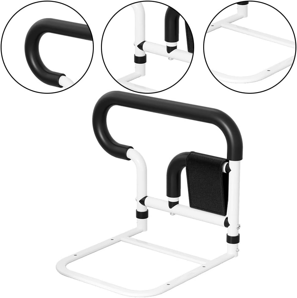 Senior Bed Rail, Bedside Support Rail with Non-Slip Ergonomic Handle and Storage Pocket, Bedroom Support Rails, for Seniors and Those with Limited Mobility