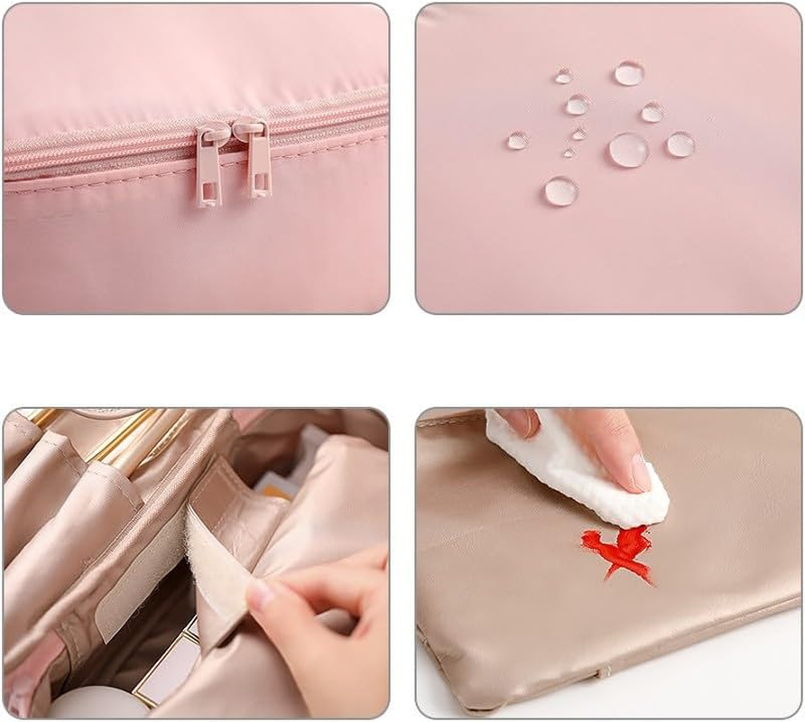 Travel Cosmetic Storage Makeup Bag Toiletry Wash Organizer Waterproof Portable, Durable PU Material image number 3