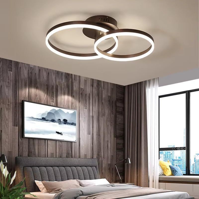 BAMDECOR Black Modern Minimalist round LED Ceiling Light Adjustable 3-Color Modes for Bar, Dining Room, Office (Four Rings (30Cm+40Cm)*2)