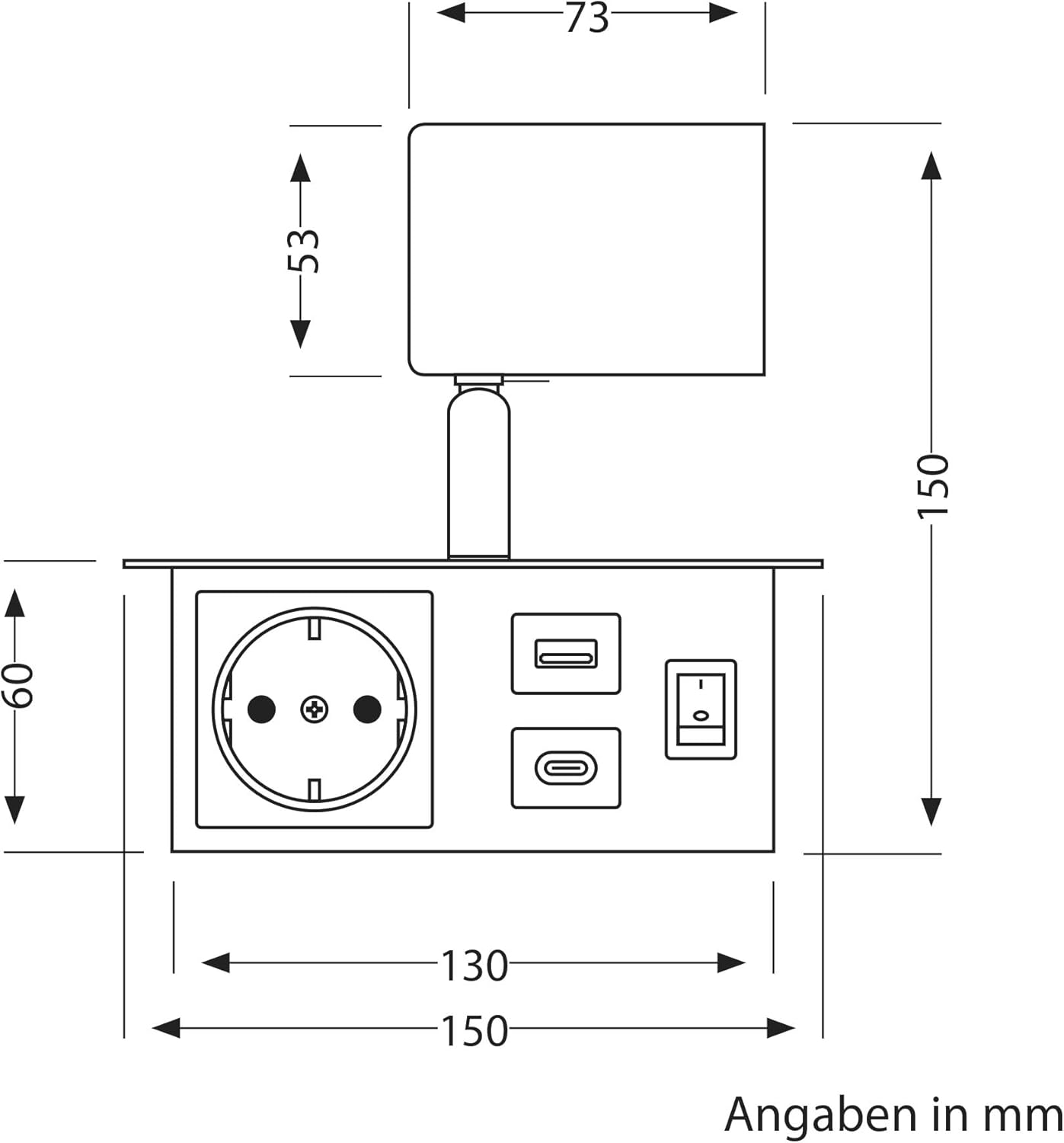 Ledscom.De Waika Wall Spotlight 1-Bulb Black Socket USB-C USB-A Includes LED GU10 Lamp 450 Lm Warm White image number 4