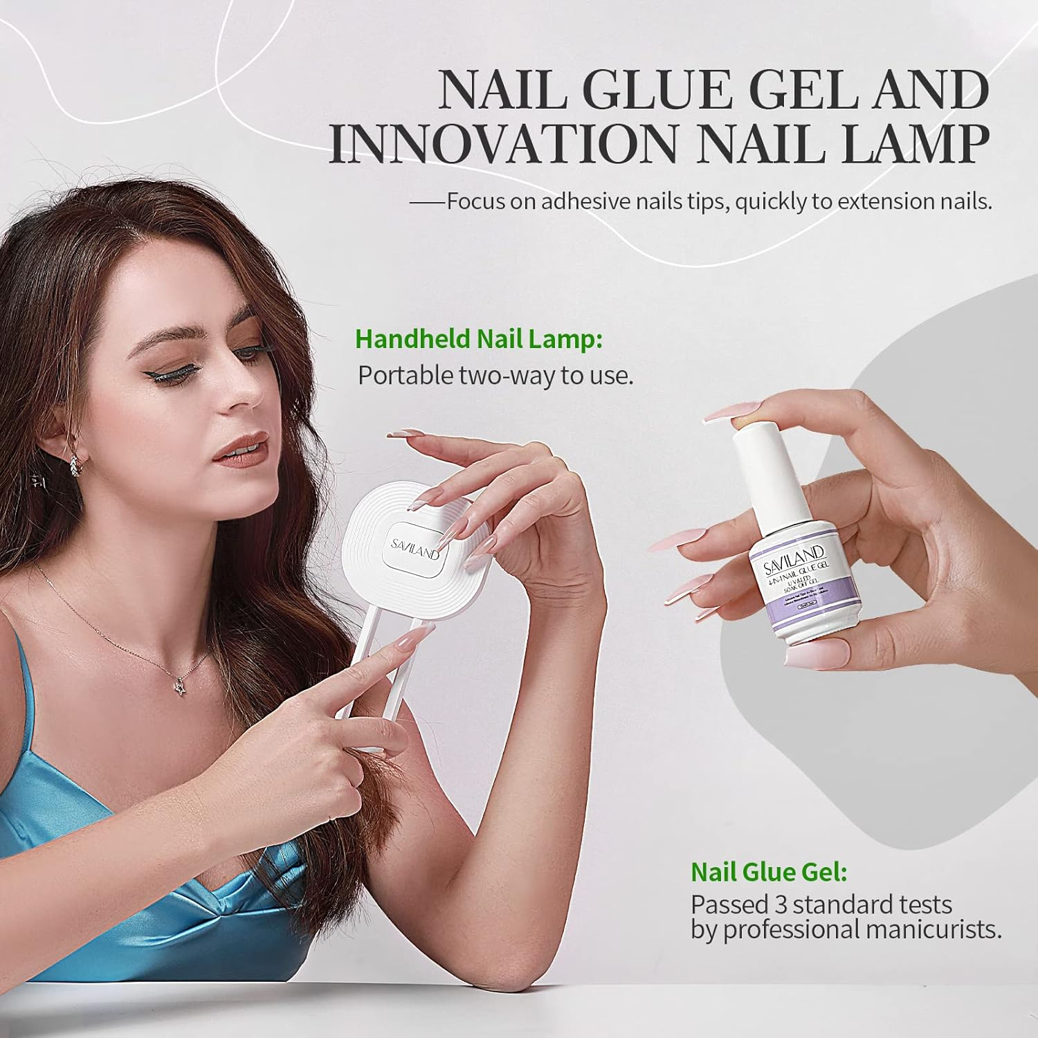 Saviland 2PCS Nail Glue Gel and U V Light for Nails &ndash; 15ML Multifunction Gel Nail Glue & Innovation U V Nail Lamp for Nails Extension Nails Kit Gel Nail Glue for Nails Tips Home DIY Salon Use image number 3