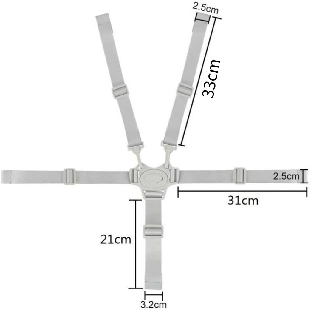 High Chair Straps, Replacement Harness Straps for Most 5 Point High Chairs (Grey Buckle) image number 4