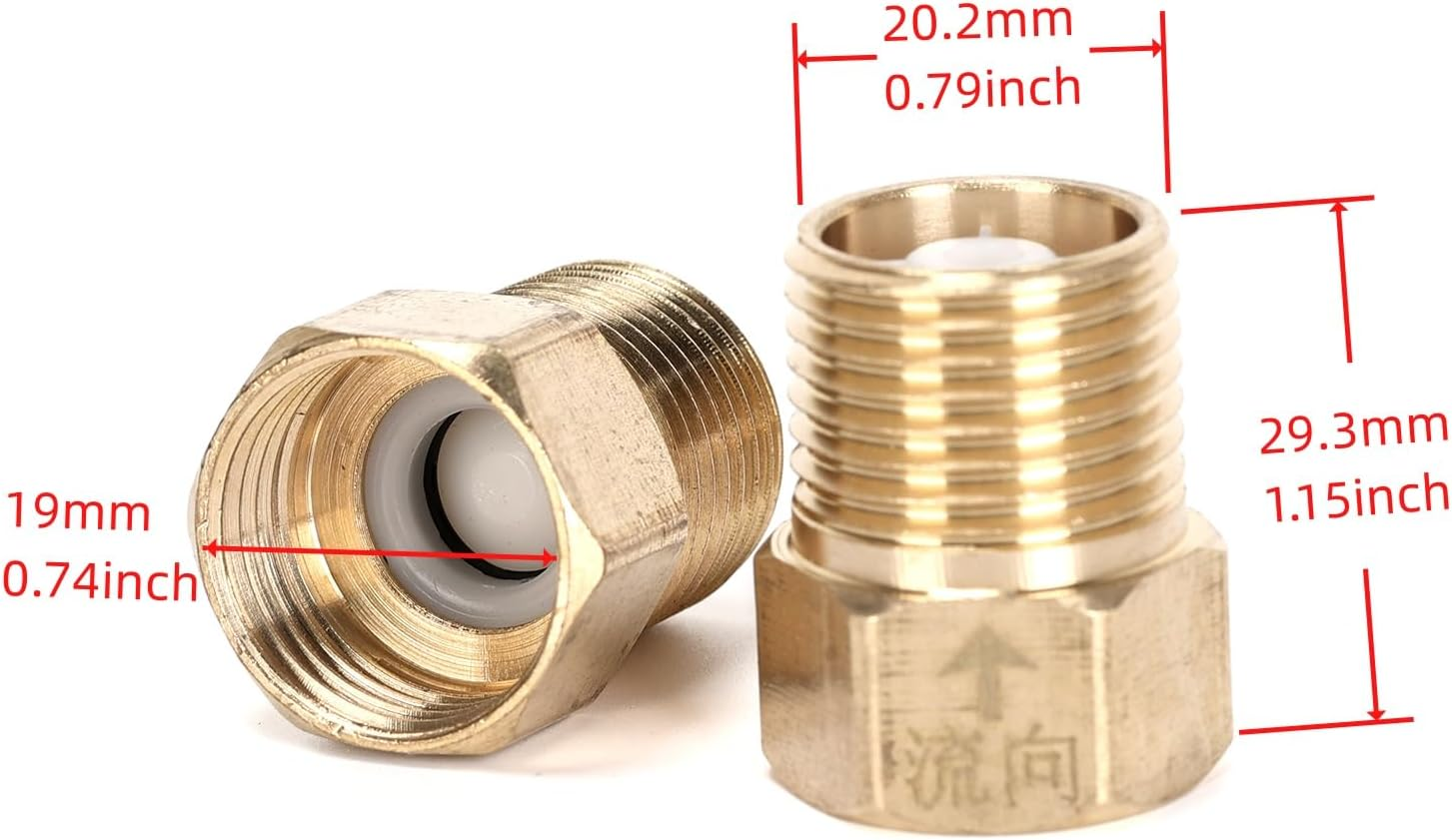 Ruimou 4Pcs Brass Check Valve G Thread (1/2 Inch Female to 1/2 Inch Male) with Washer for Water Heaters Tanks Towers Toilets Intake Systems Backflow Preventer image number 1