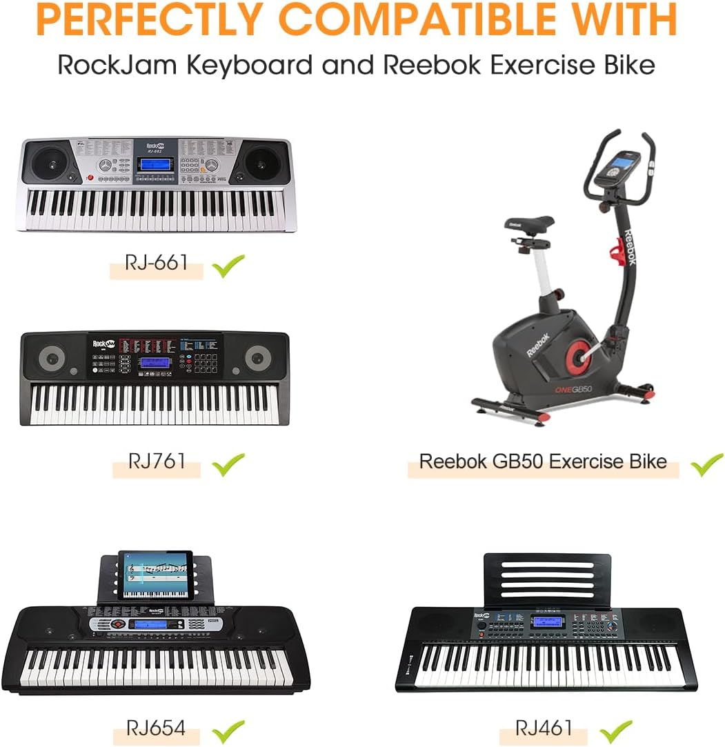 AIEVE 9V Power Supply, 9V DC Power Adapter Plug Power Cable for Rockjam Keyboard Piano Rj-661,Rockjam Rj761,Rockjam Rj654,Rj549,Rj461,Reebok GB50 Exercise Bike image number 1