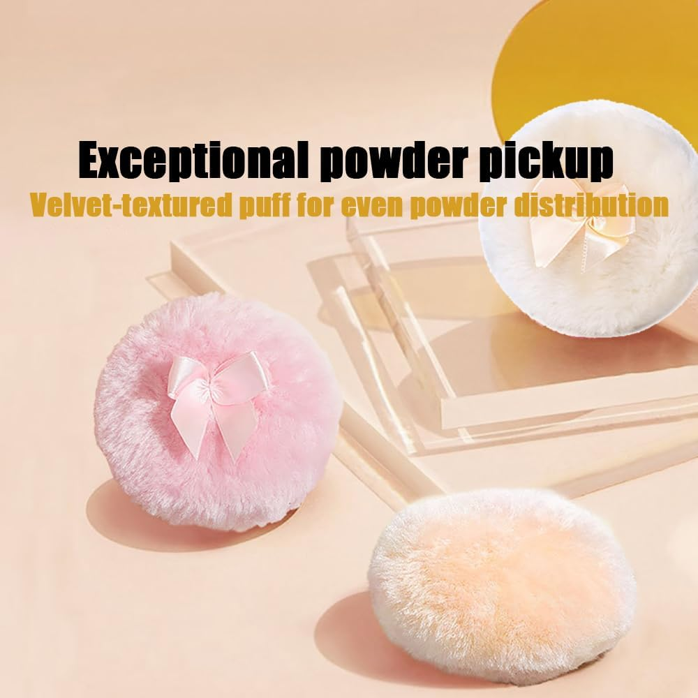 Luxury 4 Inch Glass Loose Powder Container with 2 Soft 3.5" Puffs｜Non-Sealed Refillable Organizer Storage for Body Powder Makeup & Jewelry & Setting Applicator(Crown-Clear) image number 5