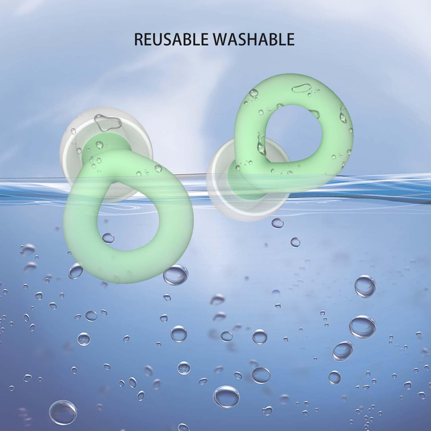 Ear Plugs for Noise Reduction NRR 33Db, Soft Silicone Ear Plugs for Sleeping Noise Cancelling, Concerts, Motorcycle, Travel & Noise Sensitivity, 8 Ear Tips in XS/S/M/L (Green) - Green image number 4