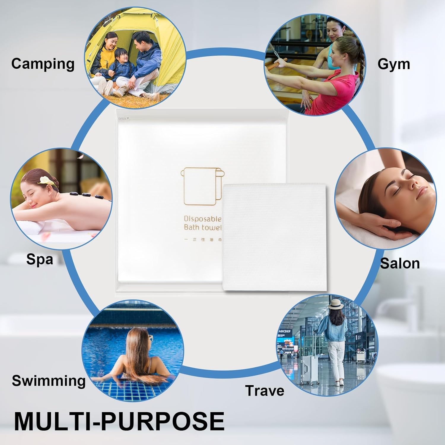 DAWNTREES 10 Pack Disposable Bath Towels, 70X140Cm Large Hair Towels Disposable Spa Towels for Bathroom, Absorbent & Quick Dry, White (10) image number 6