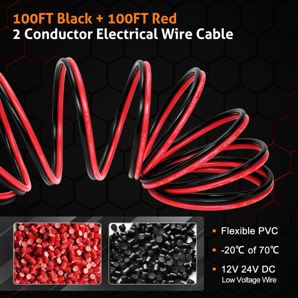 UCINNOVATE 14 AWG Electrical Wire, Flexible 200FT (100FT Red + 100FT Black) 14/2 Gauge Red Black Cable Hookup CCA Electrical Wire LED Strip Extension Wire 12V 24V DC, 14AWG Speaker Cable Cord LED Lamp image number 4