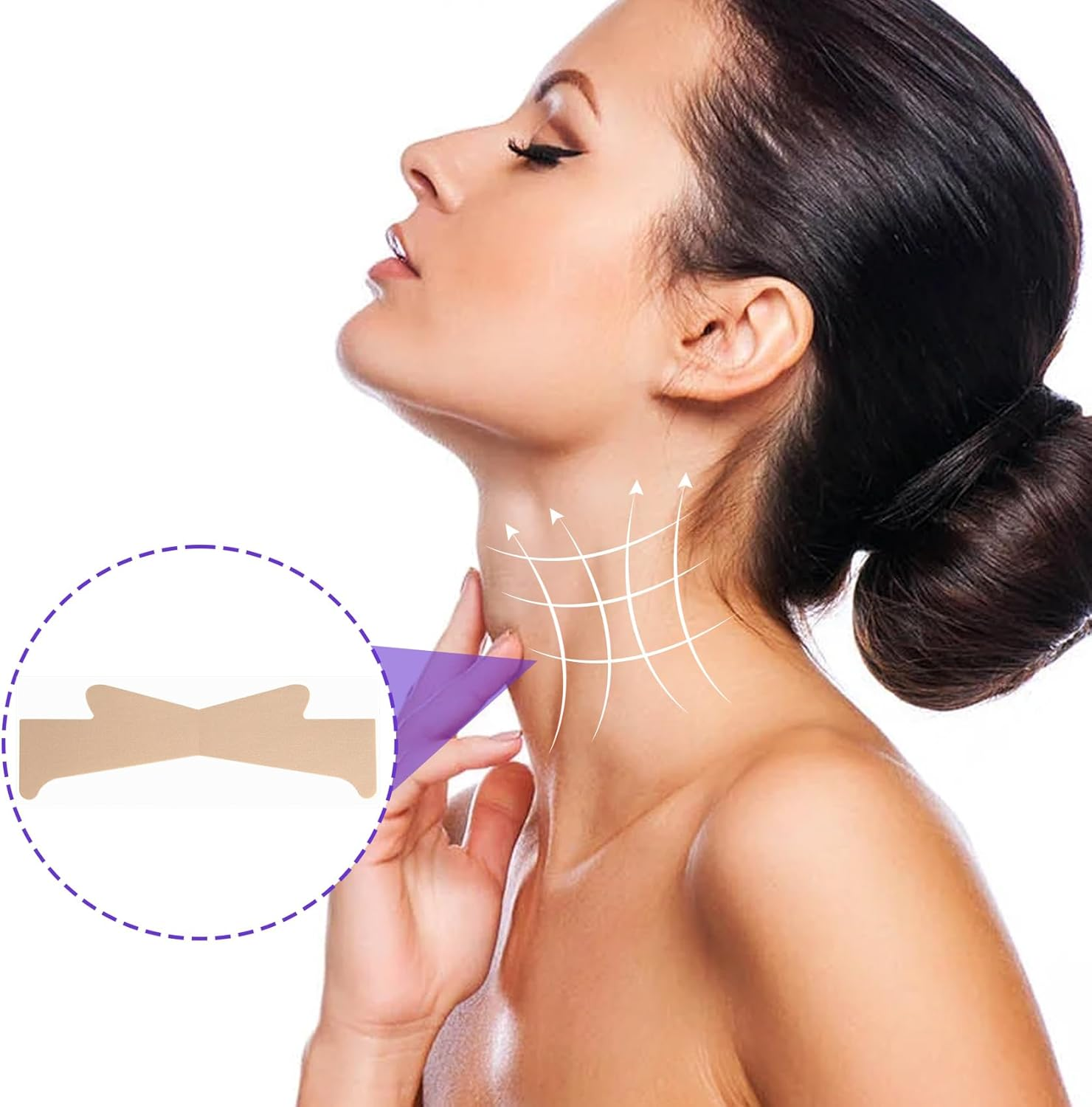 Alpinleux 20 Pcs Instant Neck Lift Tape, Neck Tape Lifting Invisible, Breathable Neck Tape, Self-Adhesive Neck Lift Tape Invisible behind Neck (Skin Color)