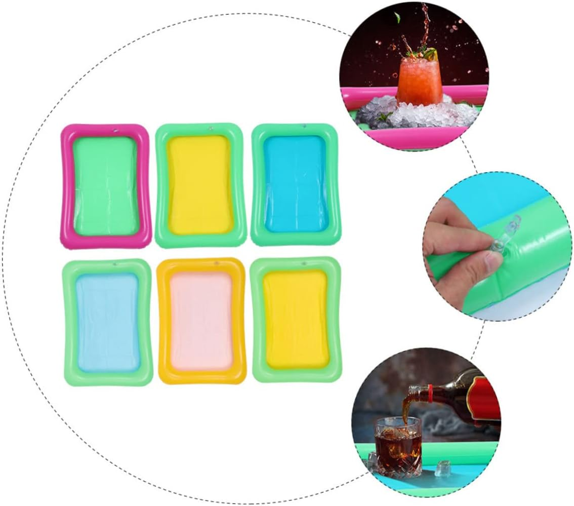 6Pcs Inflatable Ice Serving Bars Pool Party Supply Floating Tray for Beverage Storage for Swimming Pool Drink Holder Random Color image number 1