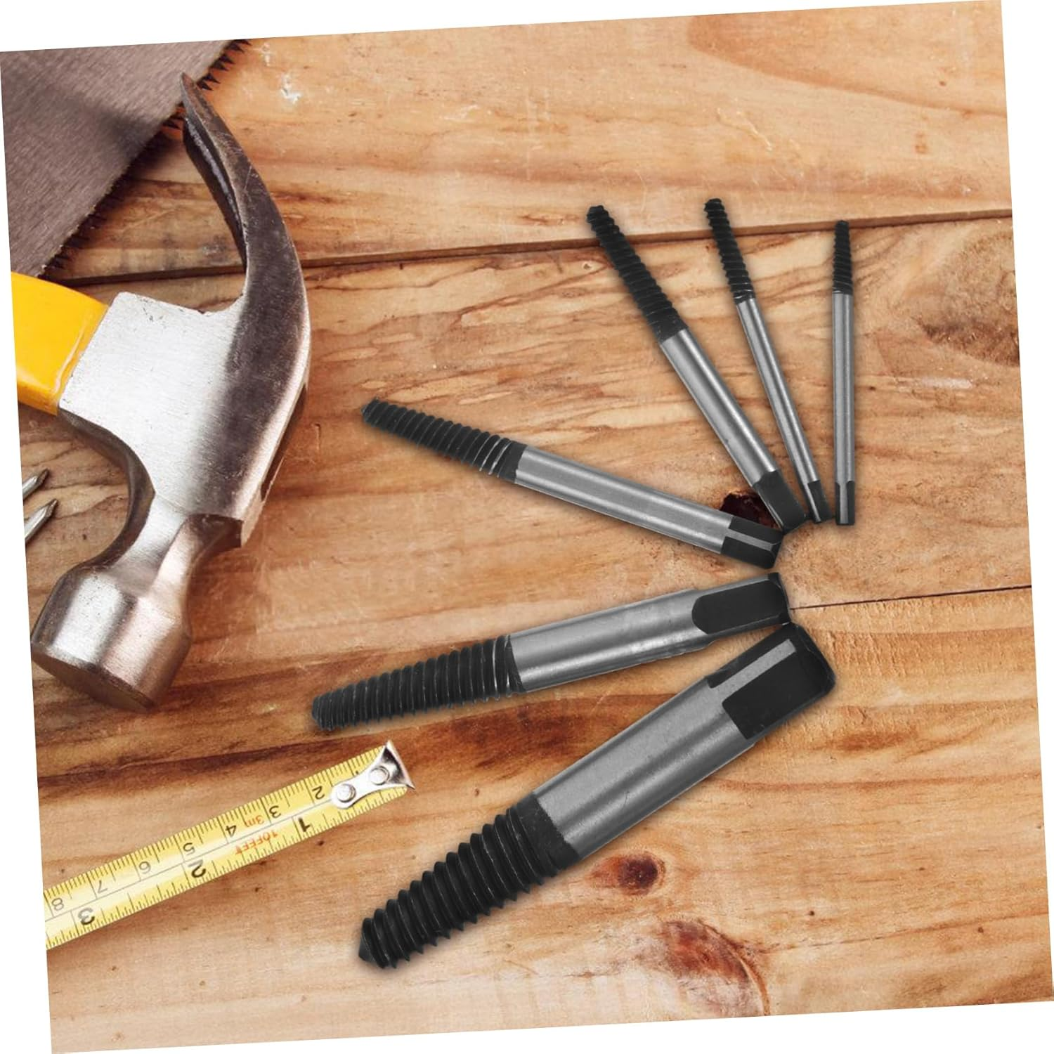 Jojofuny Damaged Screw Extractor Kit 6Pcs Extractor Tool Set Universal Bolt Extractor for Stripped Damaged Screws Bolts image number 2