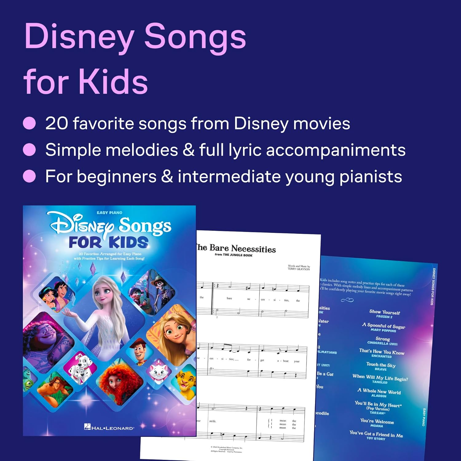 Hal Leonard Easy Piano Disney Songs Book for Kids: 20 Favorites Arranged for Easy Piano image number 3