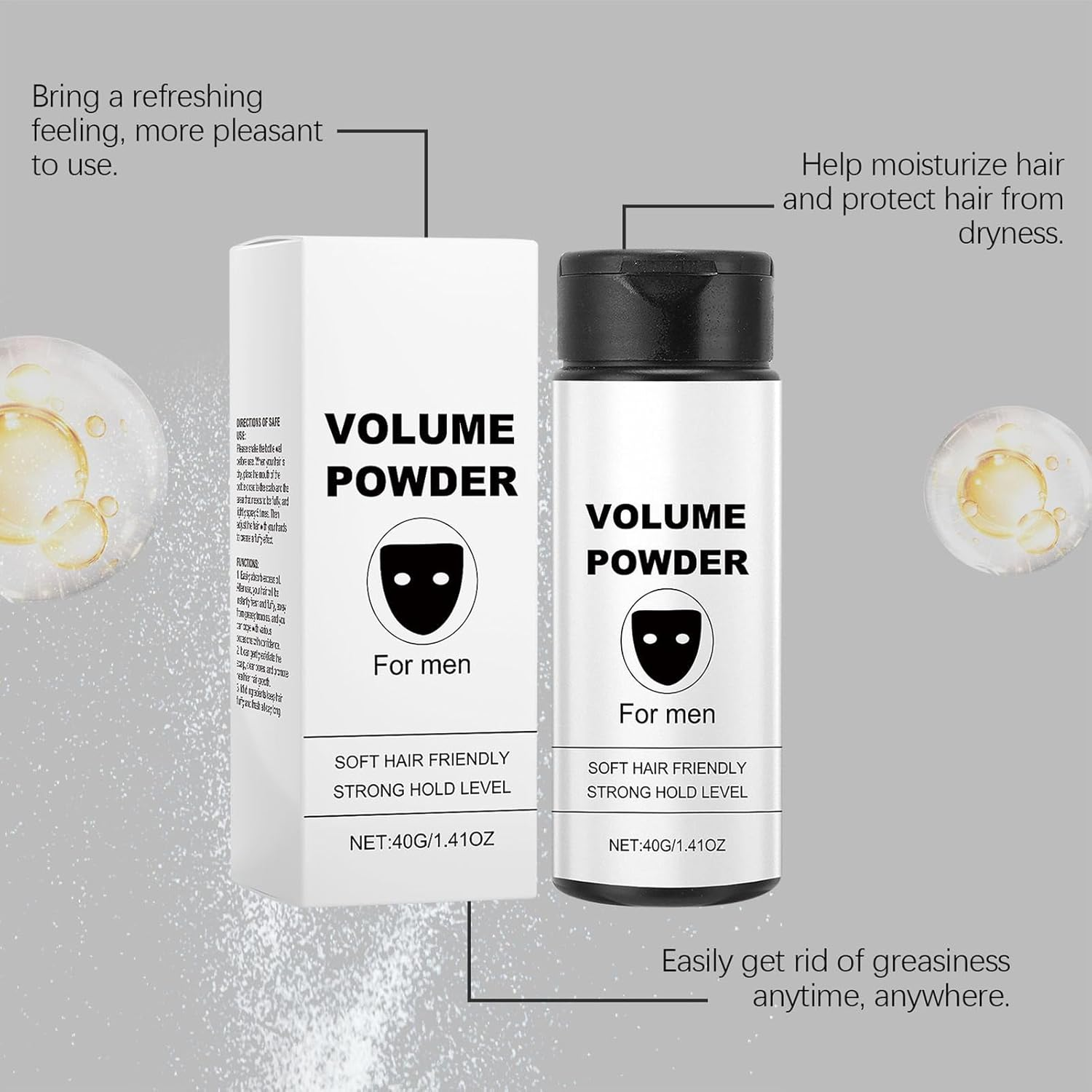 Texture Powder for Men, Long-Lasting Setting, Hair Styling Texturizing Powder, Mild Setting Powders, Gives Instant Texture and Volume, for Parties, Birthdays, Business Trips, Dates