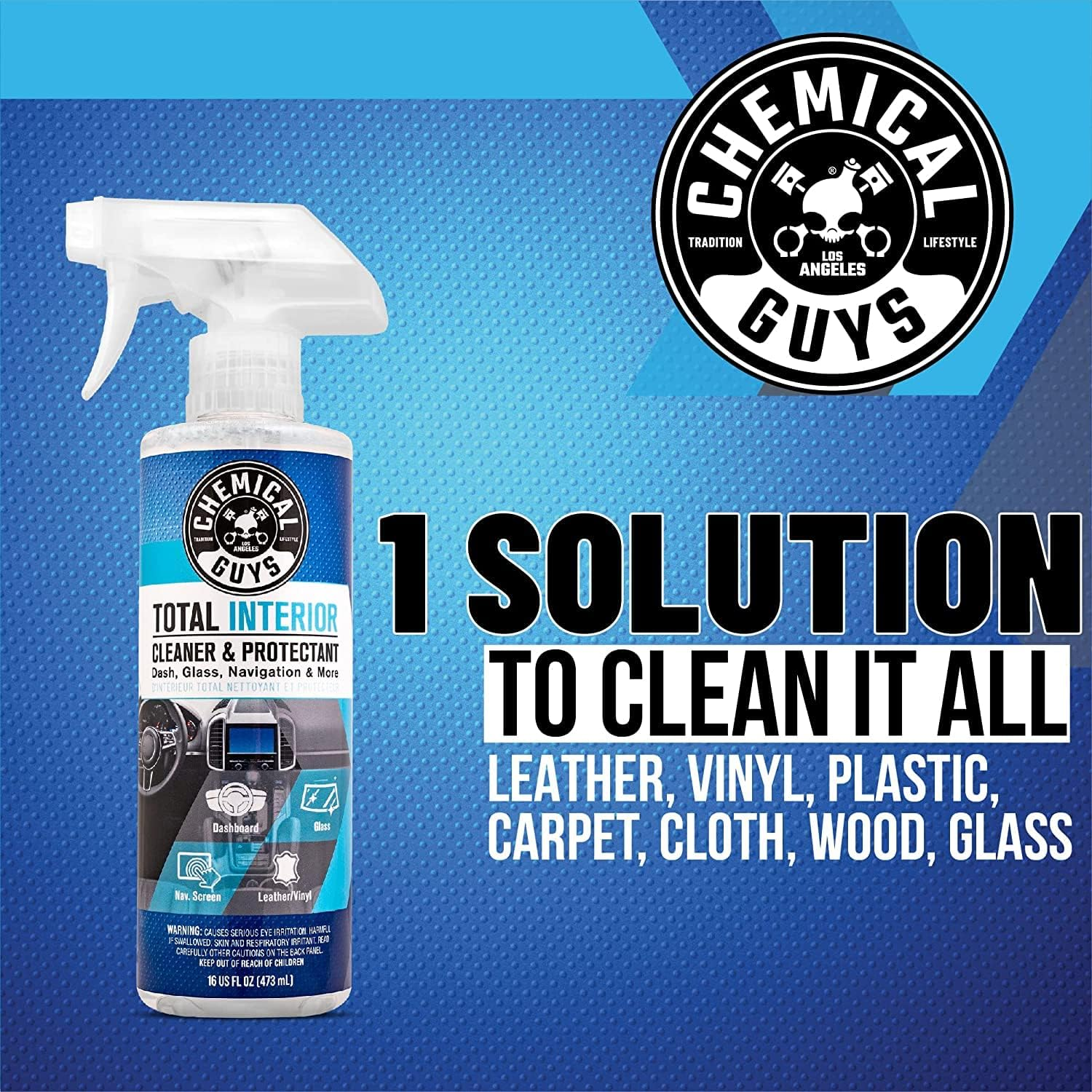 Chemical Guys Total Interior Cleaner & Protectant 473Ml + 3 Microfiber Towels &ndash; All-In-One Interior Car Cleaner for Leather, Vinyl, Plastic, Glass, Wood, Fabric &ndash; Safe for Cars, Suvs, Trucks, Rvs image number 4
