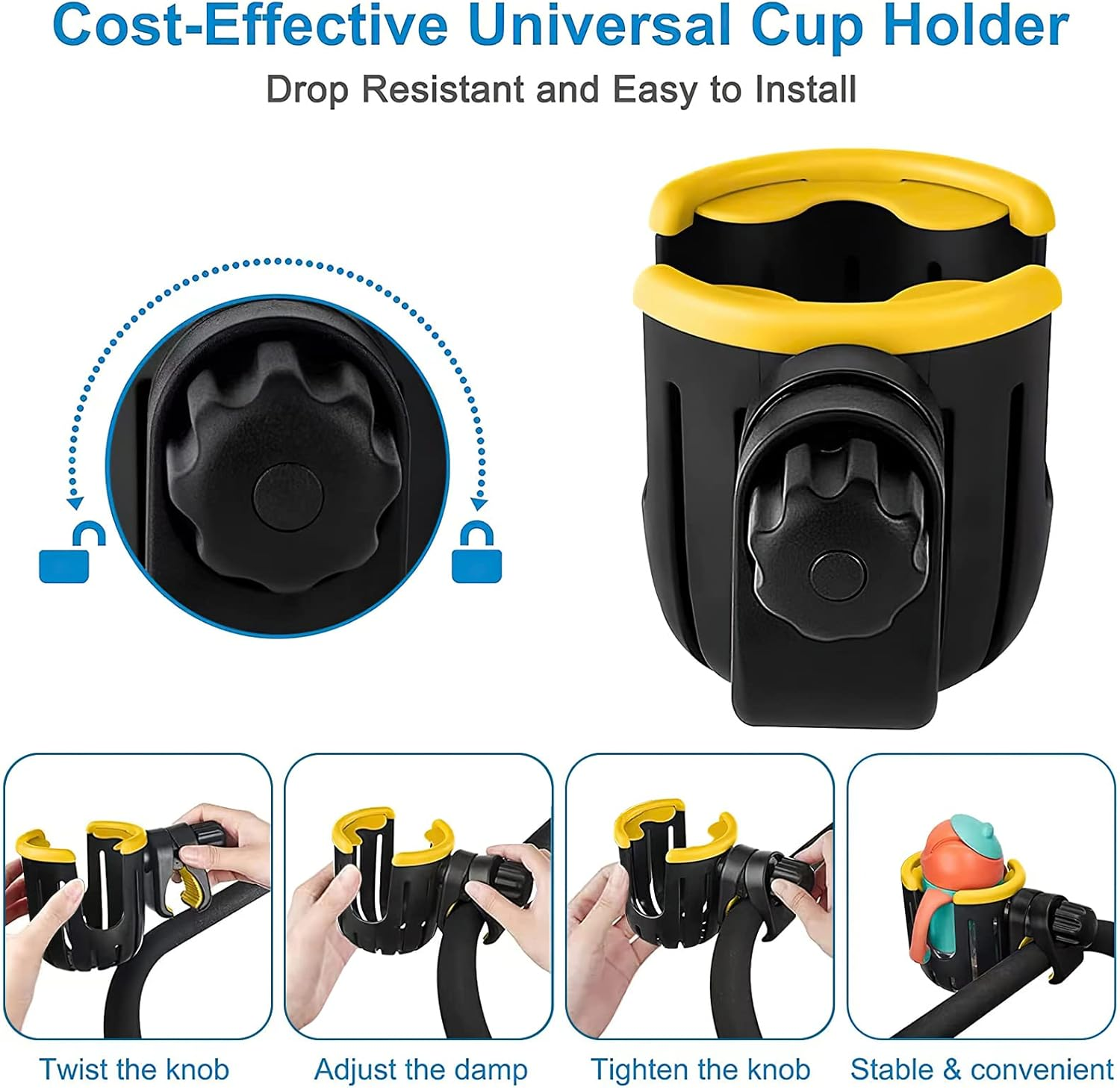 Universal Bicycle Water Bottle Cage, Bike Cup Holder, Large Caliber Designed Cup Holder for Bottle with Handle, Cycling Water Drink Holder for MTB, Road Bike, Mountain Bikes, Wheelchair, Walker image number 3