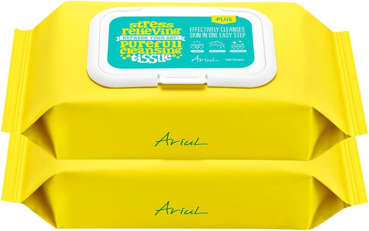 Ariul Natural Scented Mild Cleansing Tissue, Speed Melting System Removes Waterproof Makeup, Korea Soft and Easy Cleansing Tissue, Stress Relieving Purefull Cleansing Wipes 80 Counts (Pack of 2)