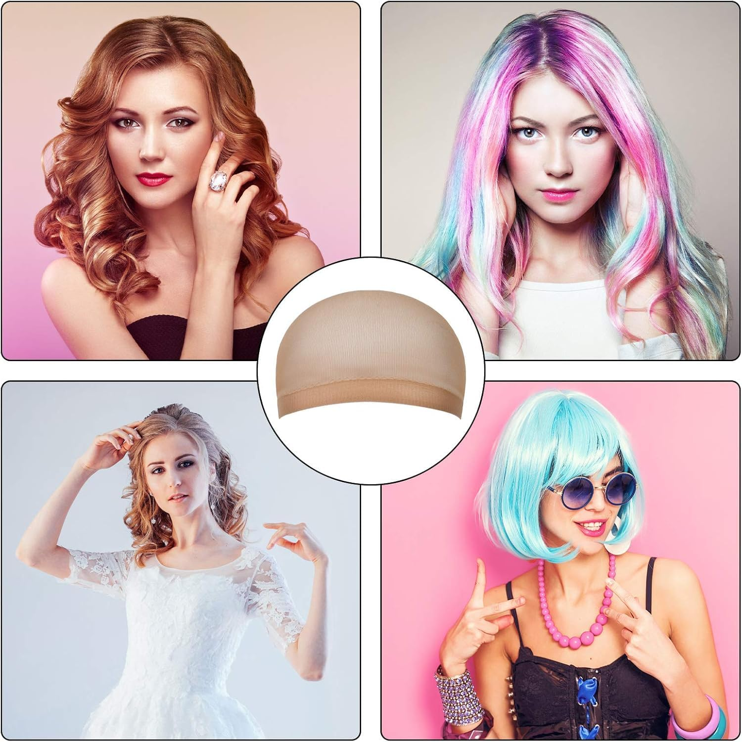 Wig Caps, 6 Pcs Stretchy Nylon Stocking Wig Cap Ultra Thin, Unisex to Hold in Place for Women Men, Breathable Net for Long Short Hair image number 4