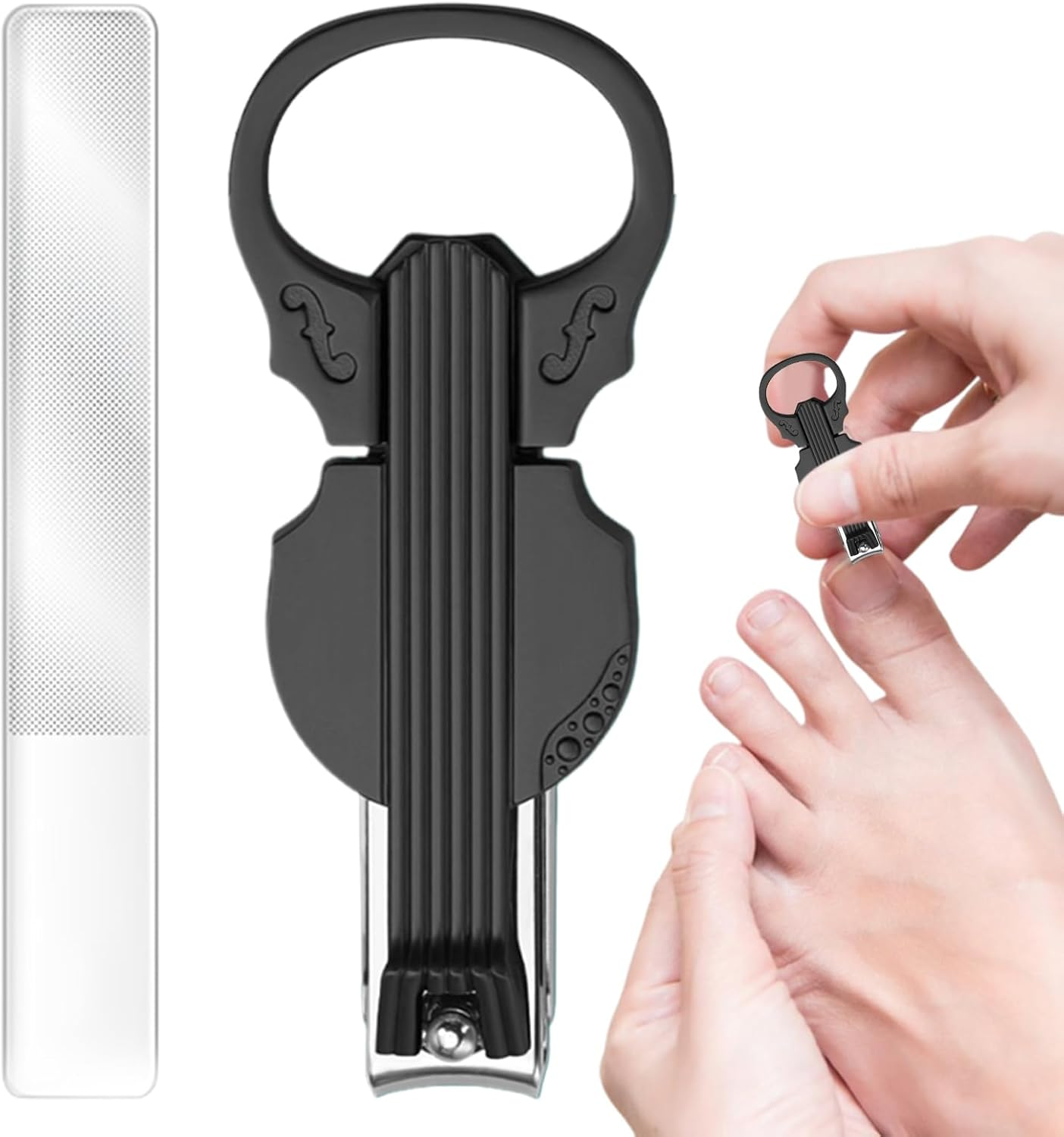 Fingernail Clippers - Nail Trimmer for Women with Magnifier - Scissors Opener Cutter Violin Shape Trimmer for Pedicure Manicure Grooming Kids Travel Home Daily Social Toenail Care image number 1