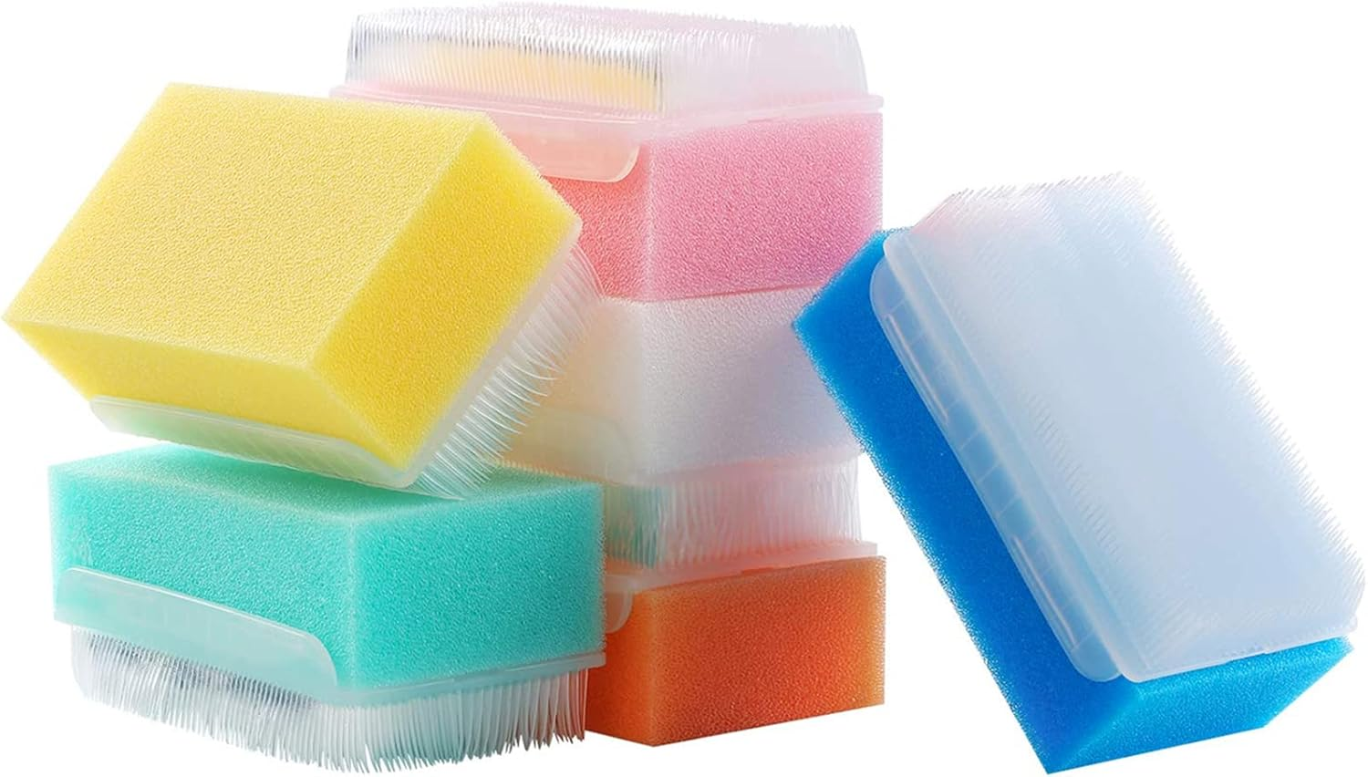 VIYNRAN 6 Pack, Baby Bath Sponge Soft Foam Washer with Cradle Cap Brush Body,Hair and Scalp Clean Gentle Baby Sensory Brush Bath Sponge Brush Random Color image number 4