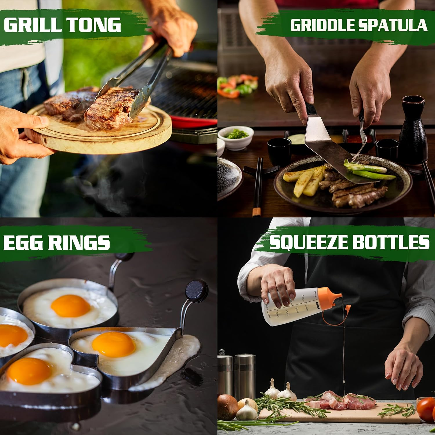 120 Pcs Griddle Accessories Kit, Griddle Accessories for Blackstone - Perfect Flat Top Grilling Accessories, Professional round Melting Dome with Cast Iron Smash Burger Press for Barbecue.