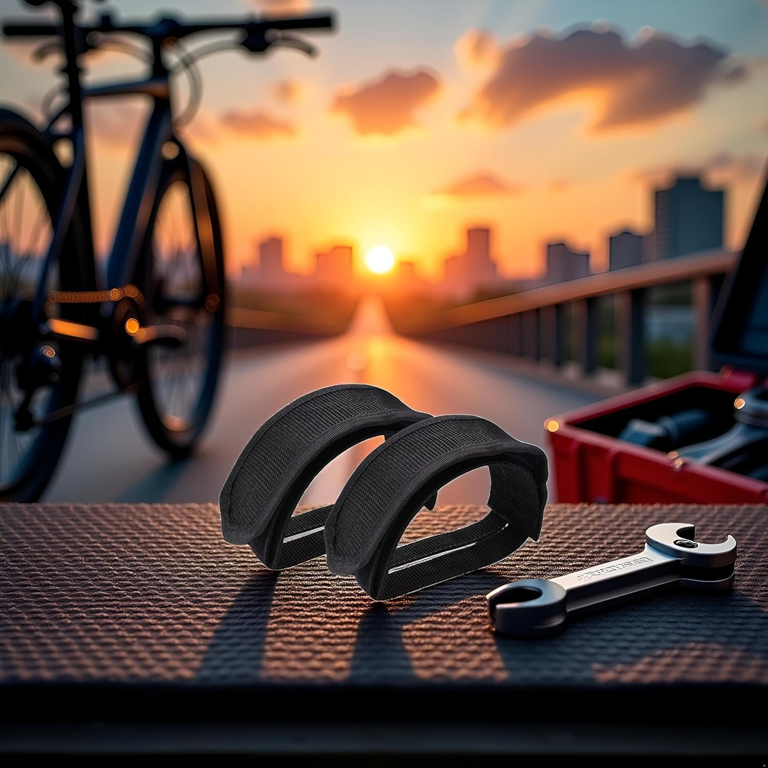 2 Pcs Beam Strap Pedal Straps Cycling Kids Bike Foot Pedal Straps Toe Clips Straps Tape Cycling Parts and Components for Fixed Gear Bike Pedals and Cleats(Black) image number 2