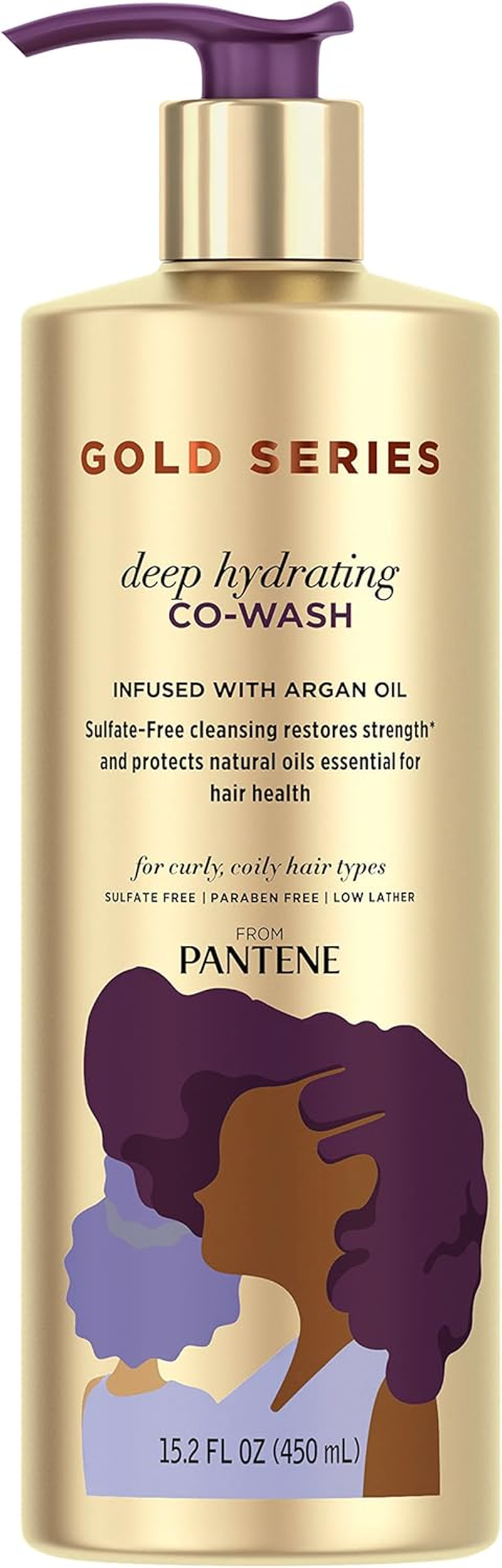 Pantene Gold Series Argan Oil from Prov for Natural and Curly Textured Hair, Sulfate Free Shampoo, 252Ml