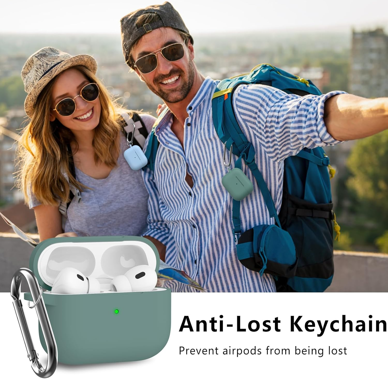 Inesore Compatible with Airpods Pro 2Nd/1St Case Cover with Cleaner Kit, Silicone Protective Case for Apple Airpods Pro 2Nd/1St Generation Charging Case with Keychain, for Women Men (Pine Green) image number 4