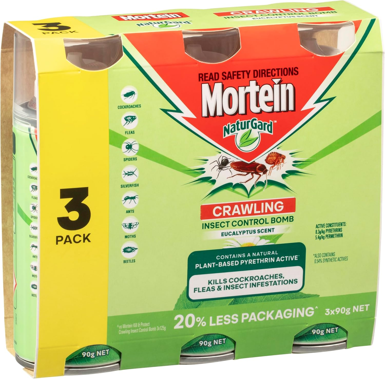 Mortein Naturgard Eucalyptus Scent Crawling Insect Control Bomb 90 G (Pack of 3) image number 3