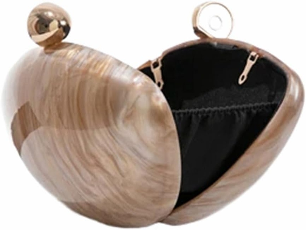 Acrylic Shell Shape Clutch Bag Trendy Metallic Acrylic Clutch Shiny Egg Purses and Handbags for Women Wedding Party image number 3