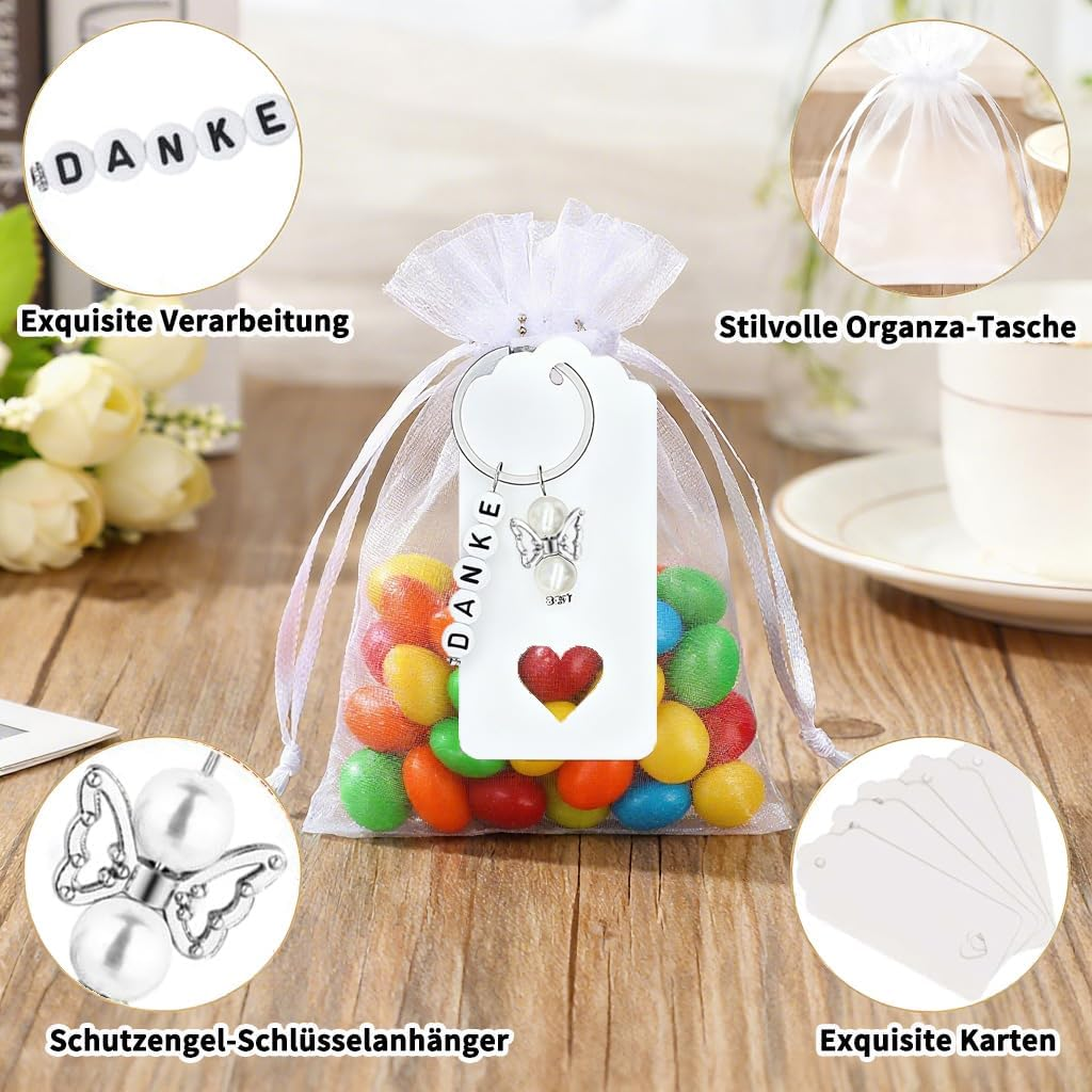 Pack of 30 Guest Gifts Communion Wedding Guest Gift Confirmation Christening Thank You Communion Guest Gifts Guardian Angel Pendant with Organza Bag Kraft Paper Pendant for Baby Shower Wedding